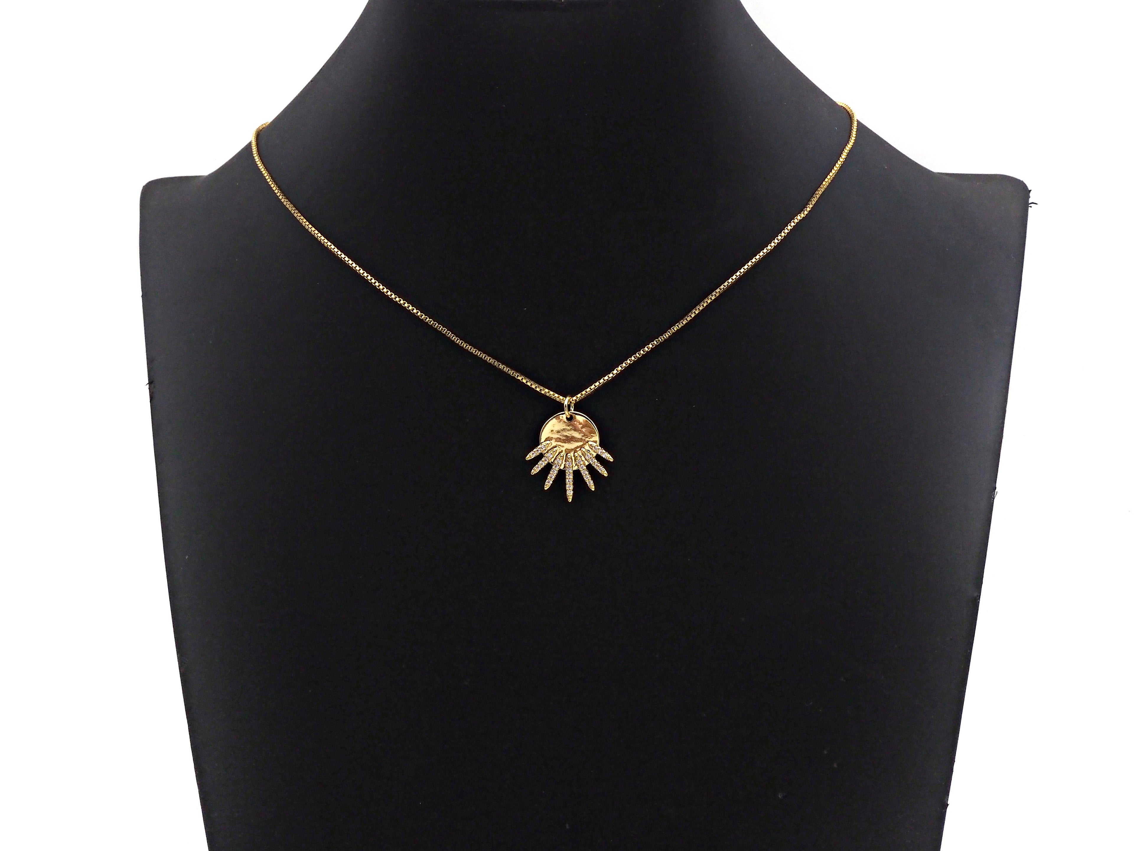 CZ Micro Pave Be the Light Spike Coin Pendant/Charm,sku#L375