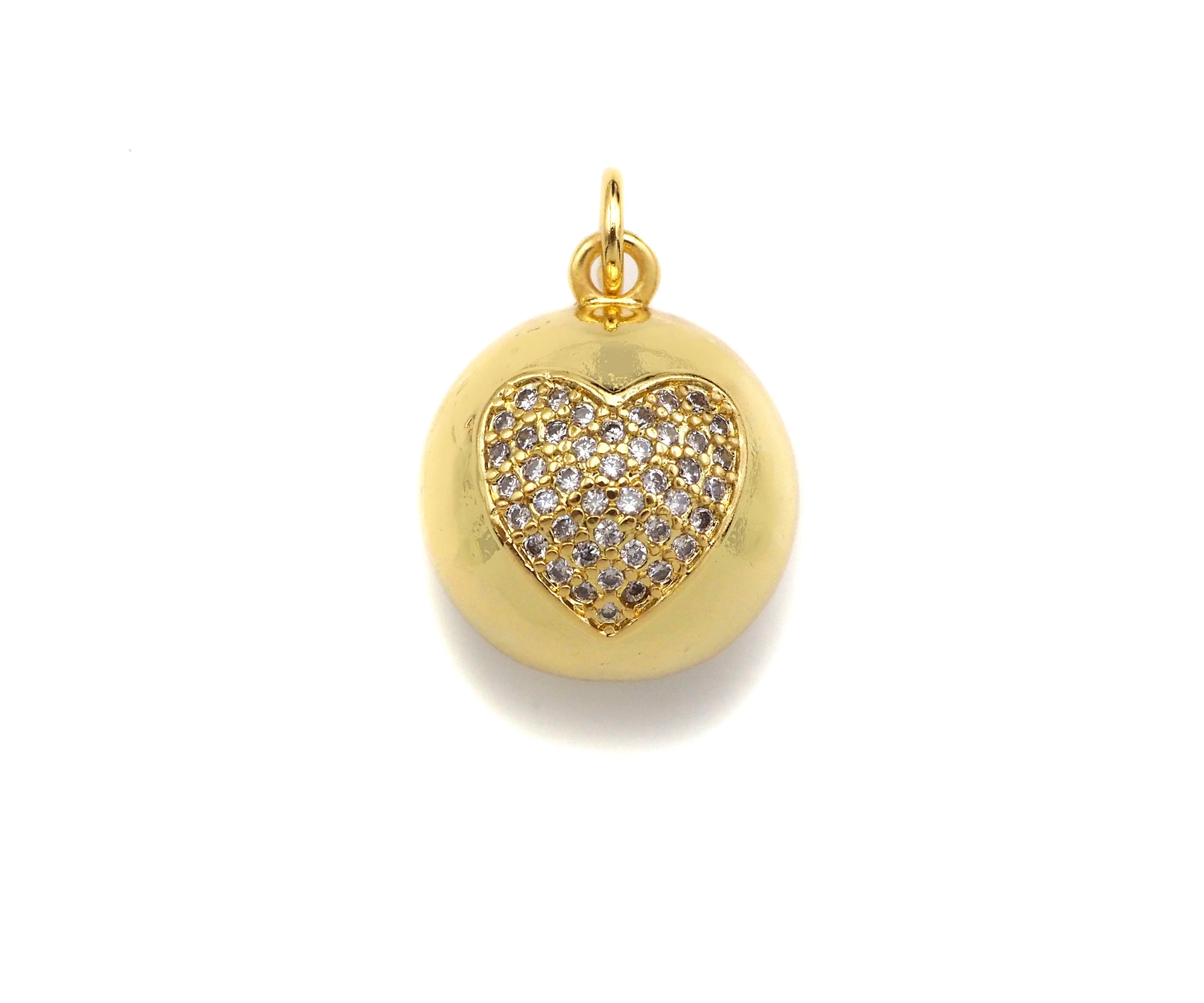 CZ Micro Pave 3D Round Ball Pendant/Charm,Evil Eye Heart Star Moon CZ Ball Charm, Necklace Bracelet Charm Pendant,14x17mm, Sku#LK200