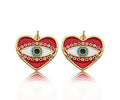 Gold Filled White Enamel Evil Eye On Red Enamel Heart Pendant,CZ Micro Pave 18K Gold Filled Enamel Charm, Enamel Jewelry, 24x21mm,Sku#Y457