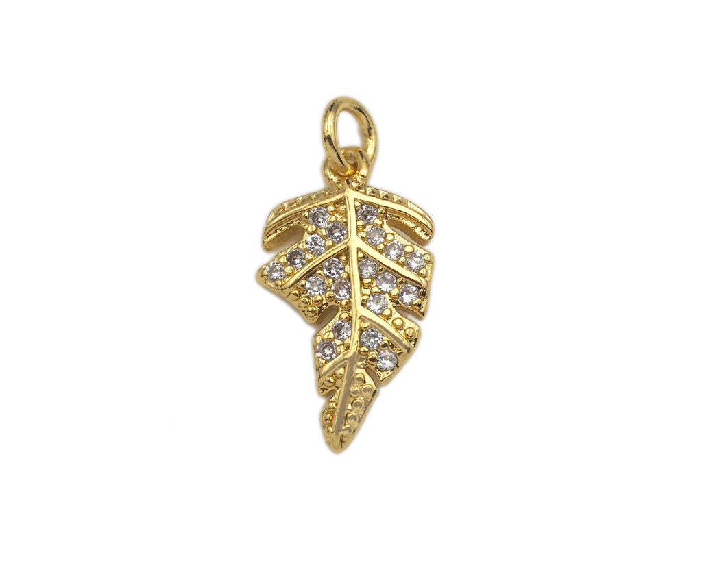 Dainty Gold Silver Leaf Charms, Dainty Charms, Gold Leaf Pendant, Leaf Bracelet Necklace Charms, 9x15mm, Sku#F1311