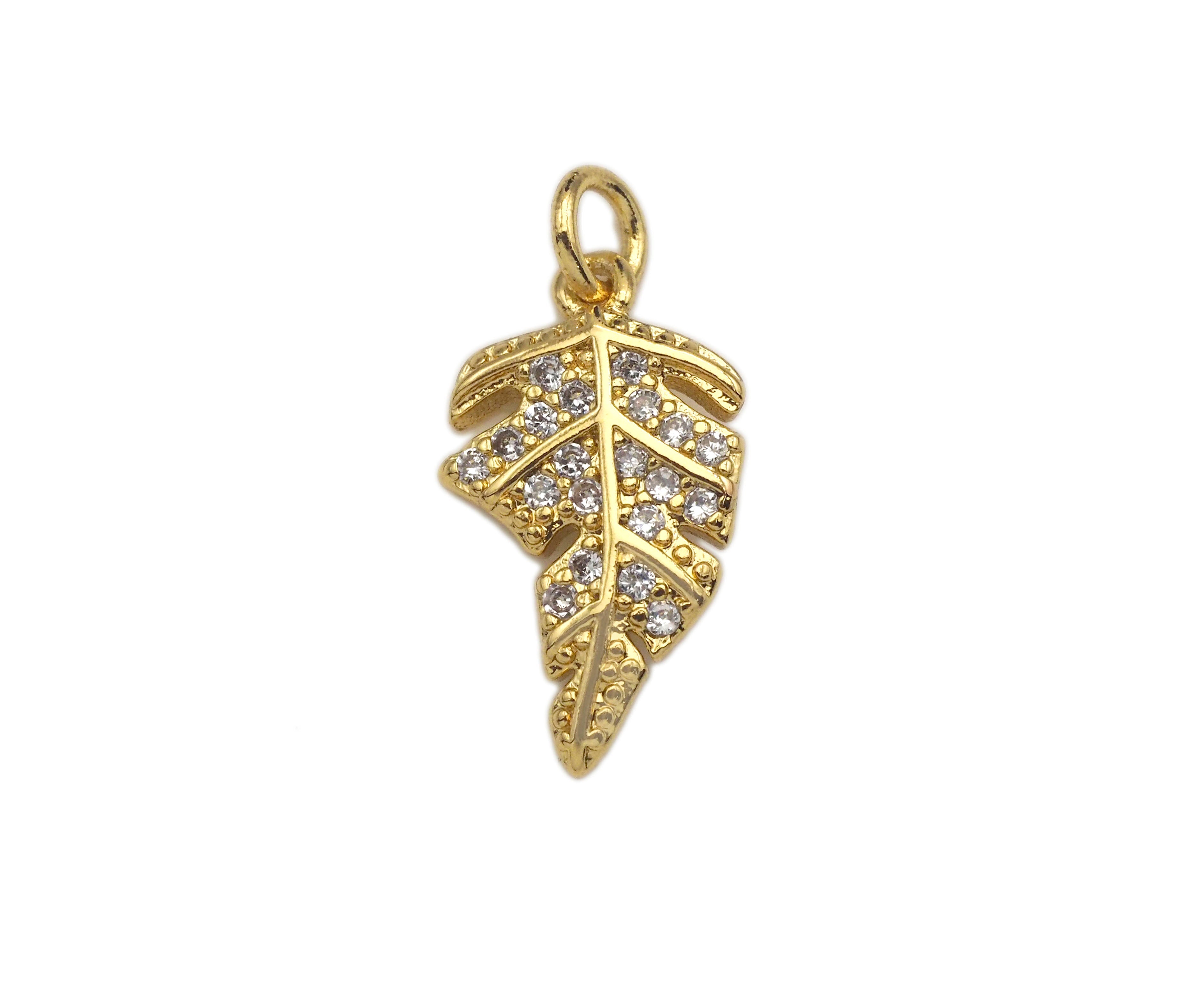 Dainty Gold Silver Leaf Charms, Dainty Charms, Gold Leaf Pendant, Leaf Bracelet Necklace Charms, 9x15mm, Sku#F1311