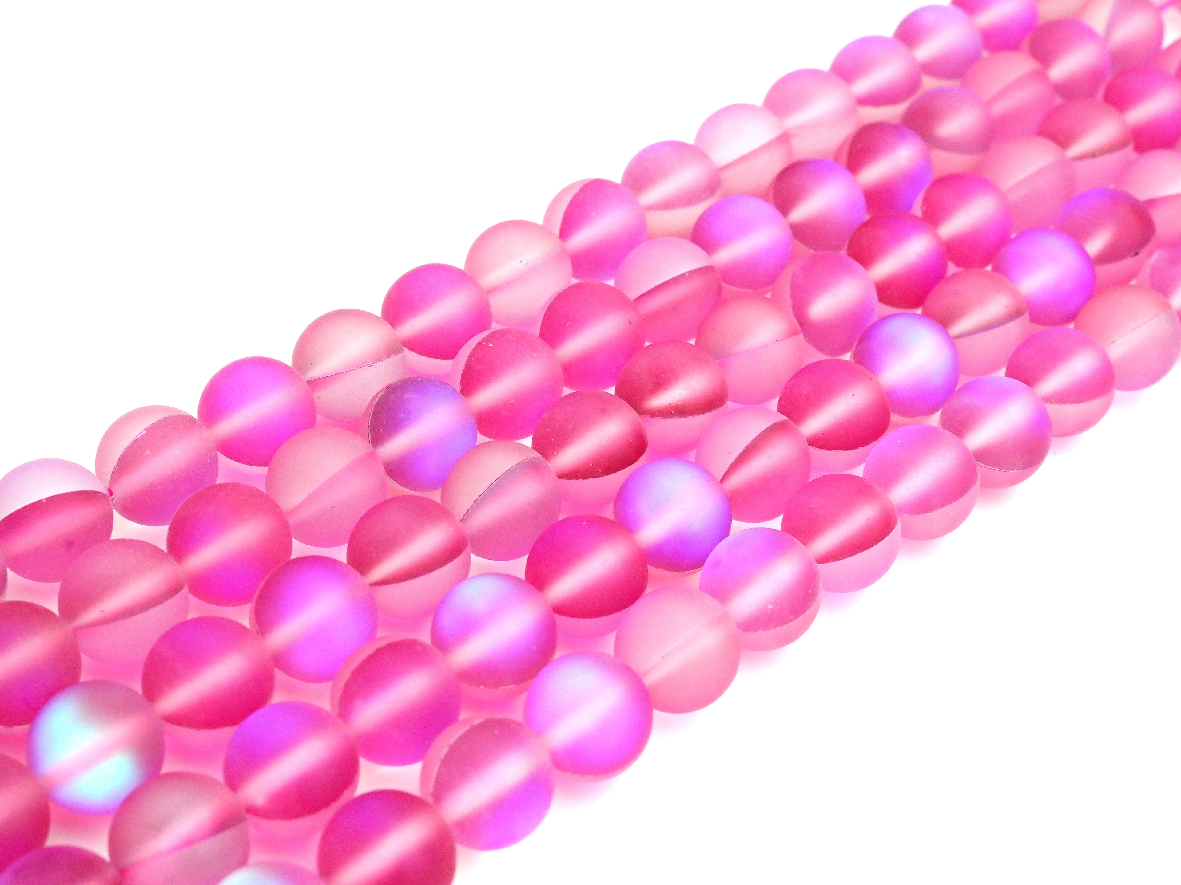 Matte HOT PINK Spectrolite Aura Quartz Beads,  Matte Round 6
