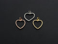 Clear CZ Micro Pave Open Heart Shape Pendant/Charm, Heart Cubic Zirconia Pendant, Silver/Gold/Rose Gold Tone,15x21mm,Sku#FH19