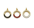 Clear Micro Pave CZ with Enamel Round Ring Pendant, Black Whtile Red Enamel Doughnut, Colorful Enamel Round Ring, 17x20mm, sku#LK162