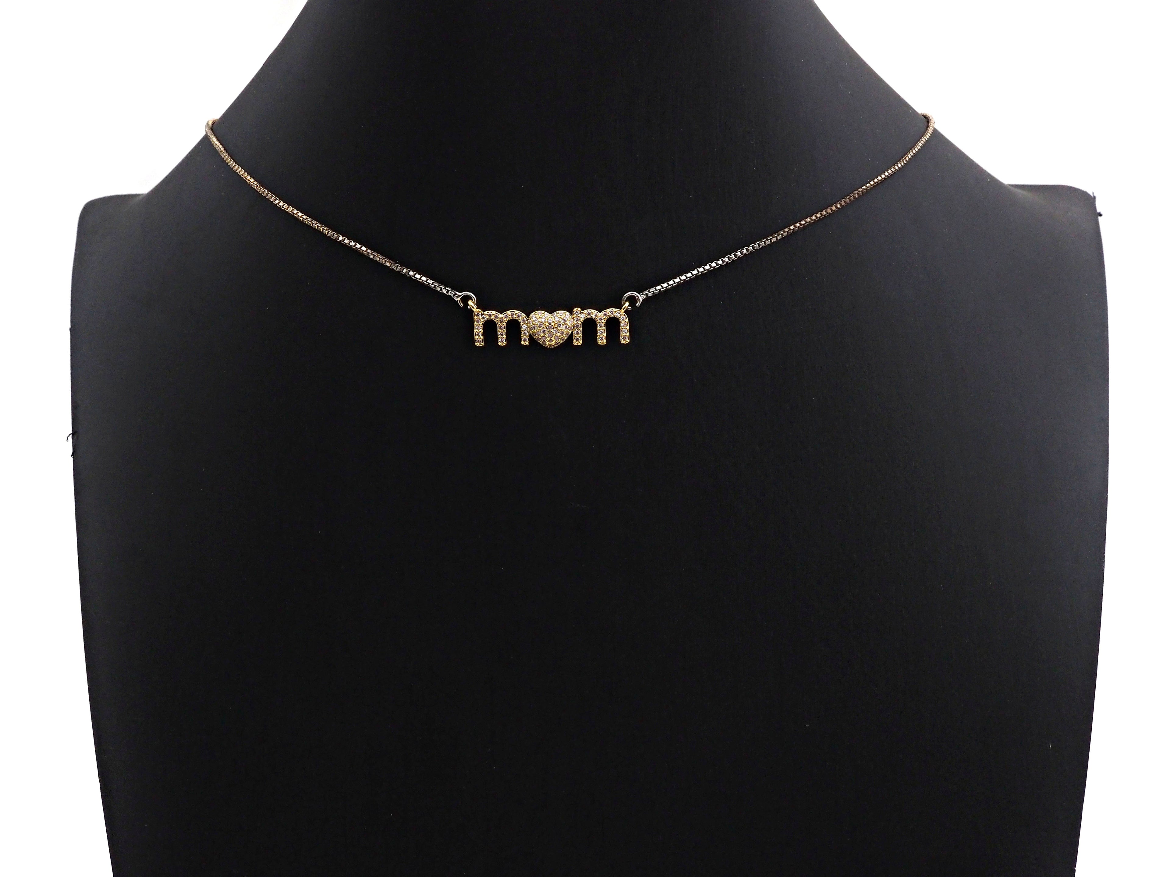 CZ Micro Pave Mom Alphabet With Heart Pendant/Charm,Cubic Zirconia Paved Charm, Necklace Bracelet Charm Pendant, 8x28mm,sku#F1132