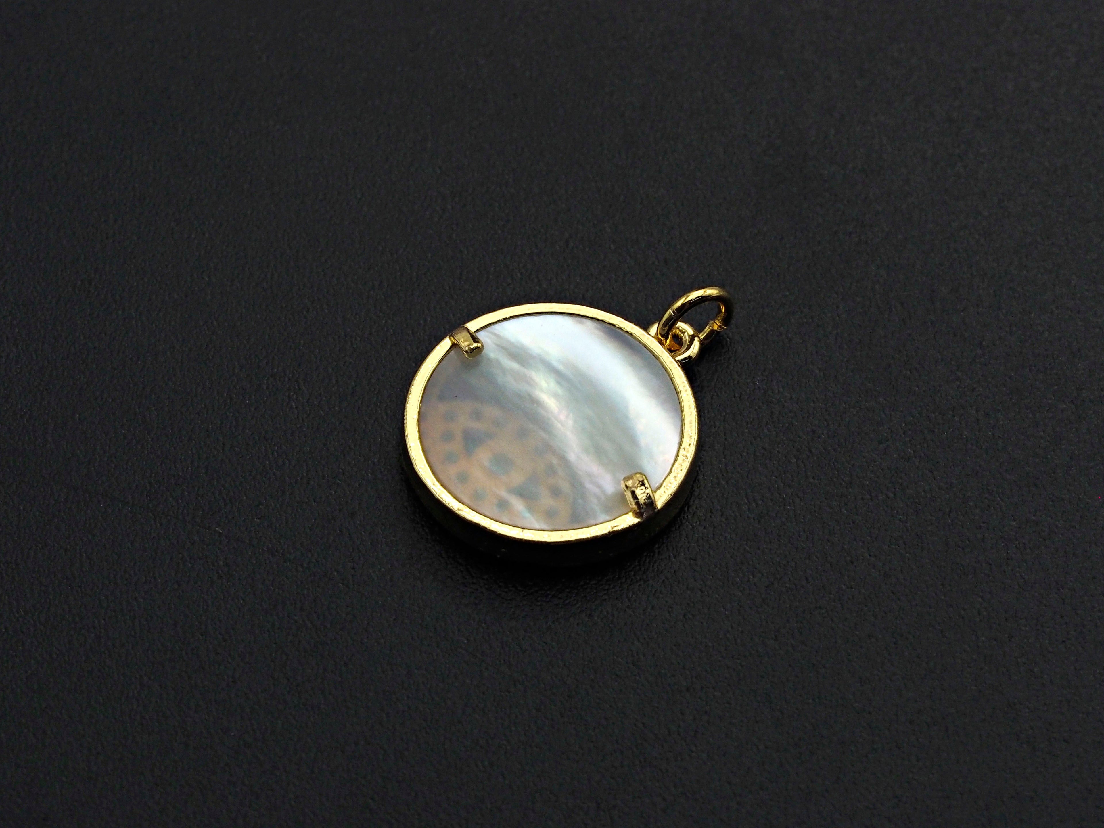 Clear CZ Micro Pave Scallop Shell on Mother-of-pearl Pendant