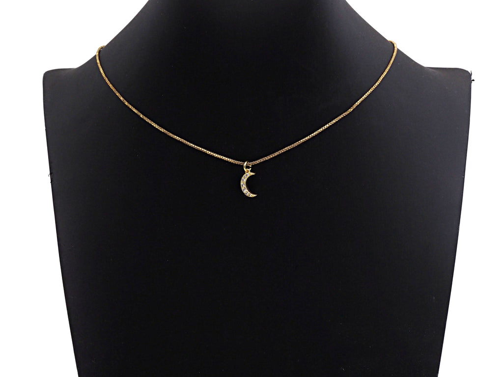 CZ Micro Pave Cresent Moon Pendant/Charm, Clear Cubic Zirconia Pave Charm, Silver/Gold/Rose Gold/Black Plated, 10x13mm, sku#Z778