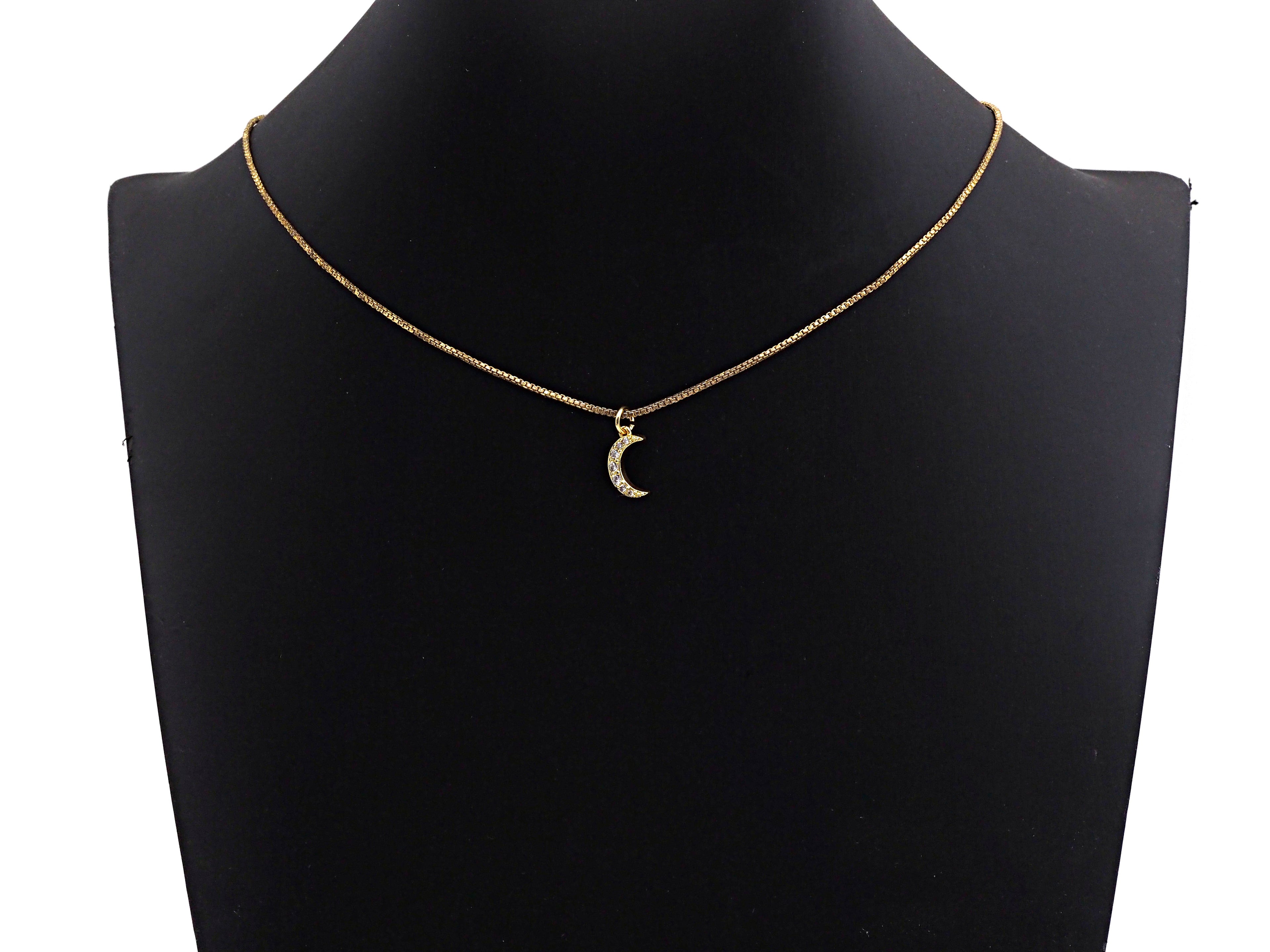 CZ Micro Pave Cresent Moon Pendant/Charm, Clear Cubic Zirconia Pave Charm, Silver/Gold/Rose Gold/Black Plated, 10x13mm, sku#Z778