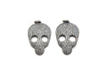Rhodium CZ Micro Pave Skull Head Pendant, Antique Silver Tone, Cubic Zirconia Pave Skull Pendant,18x31mm,sku#X126