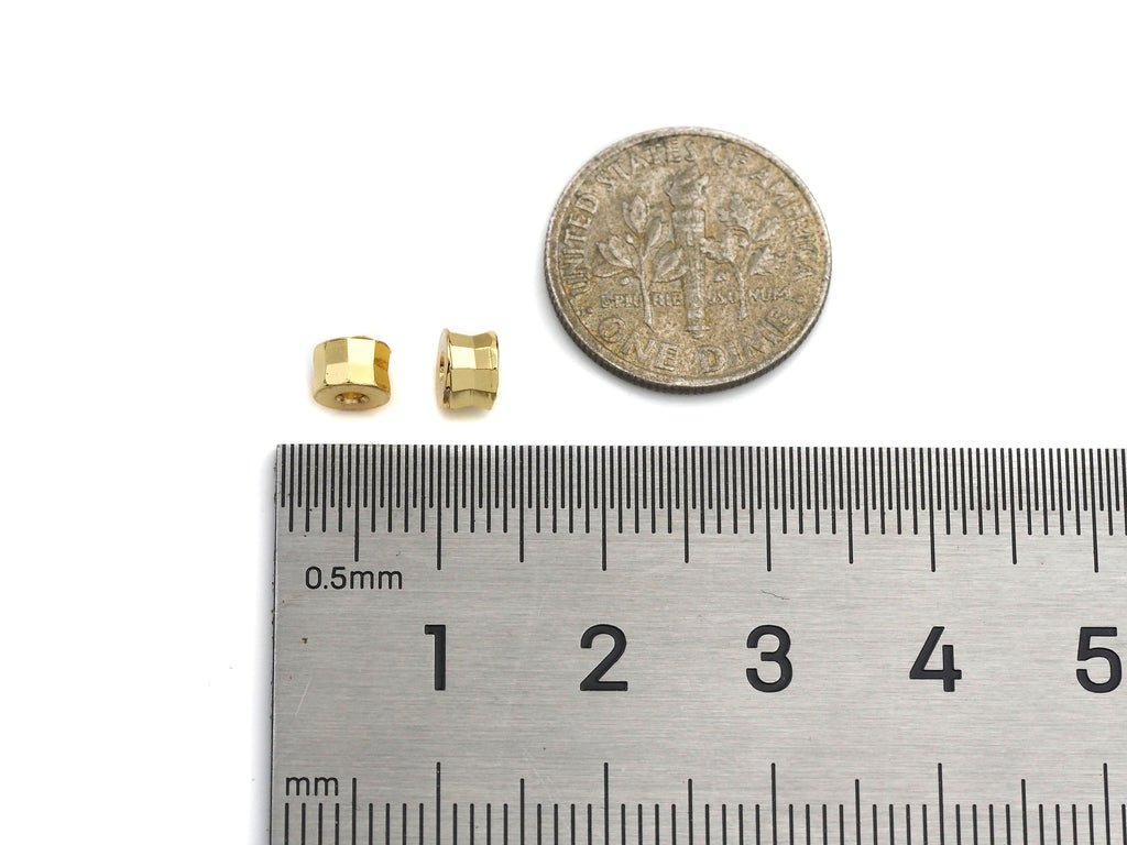 2pc/10pcs 18K Gold High Polished Drum Space Bead, Cylinder Beads, Men's Jewelry Findings, Bracelet Beads,3x5mm, sku#Y319