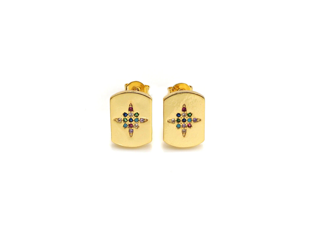 CZ North Star Stud Earring, Sku#J233