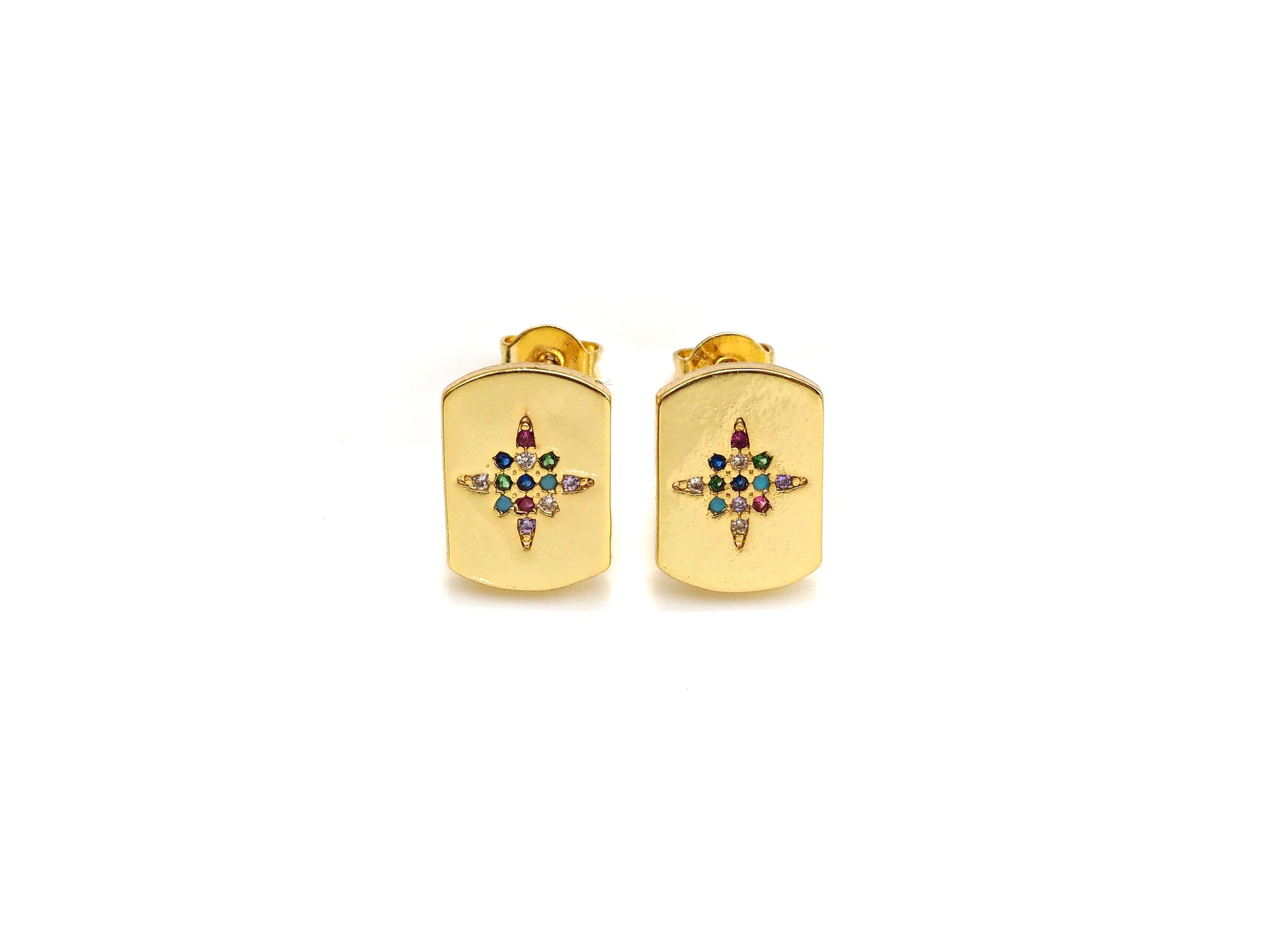 CZ North Star Stud Earring, Sku#J233