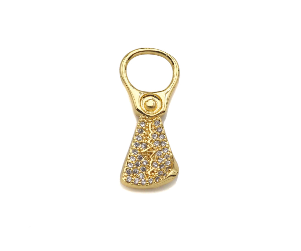 CZ Micro Pave Zip-top Can Shape Pendant/Charm,Cubic Zirconia Dainty Gold Charm, Necklace Bracelet Charm Pendant,9x23mm, Sku#F1386