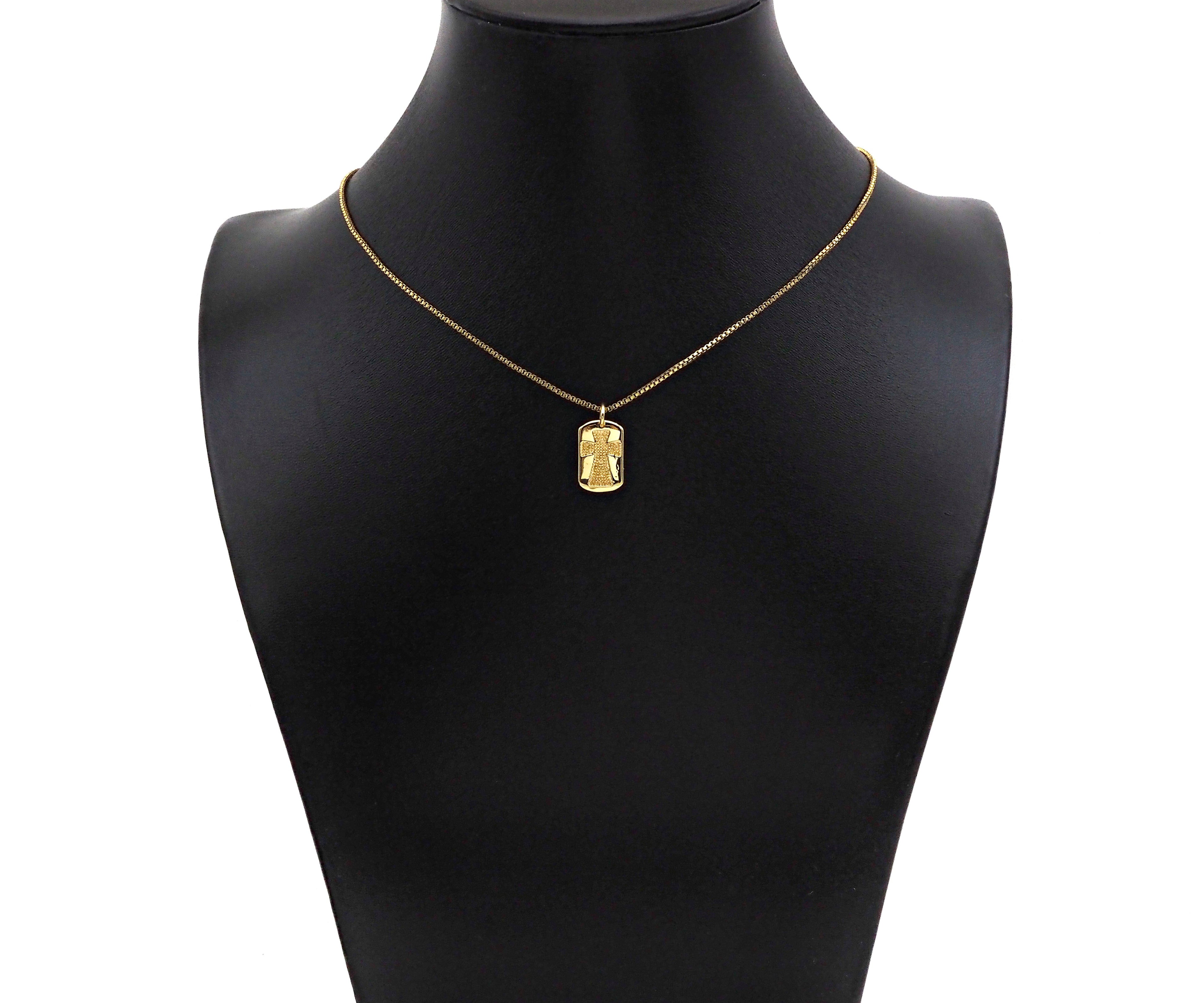 18K Dainty Gold Cross On Rectangle Shape Pendant/Charm,Cross Medallion Charm, Necklace Bracelet Charm Pendant,15x10mm, Sku#F1364