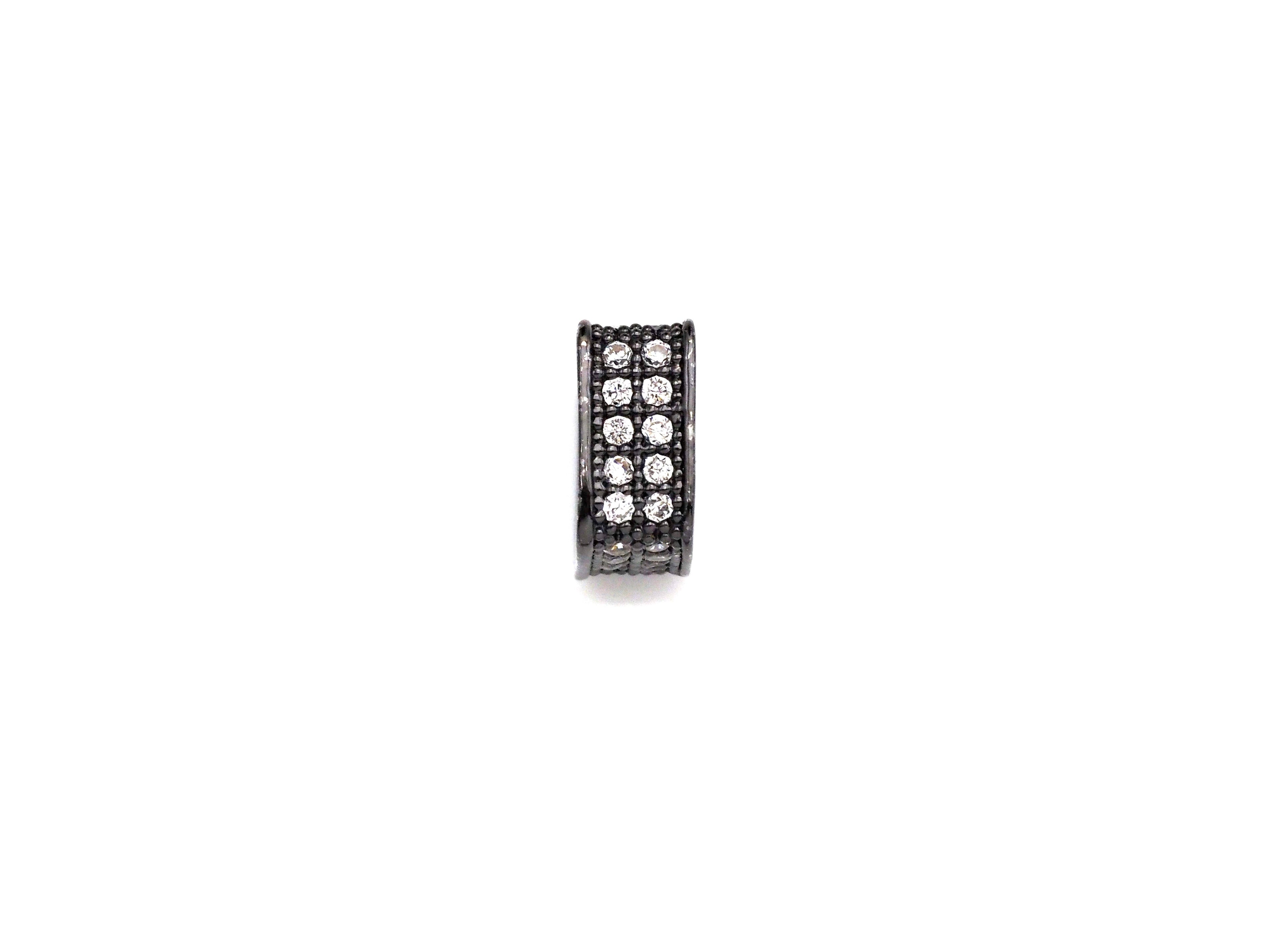 CZ Pave Big Hole beads, Cubic Zirconia Square Shape Spacer Beads, European Large hole Bead, 3.8x8mm, sku#Z877