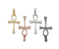 CZ Micro Pave Ankh Cross Shape Pendant, Cubic Zirconia Pave Pendant, Fashion Jewelry Findings, 23x36mm, sku#F1260