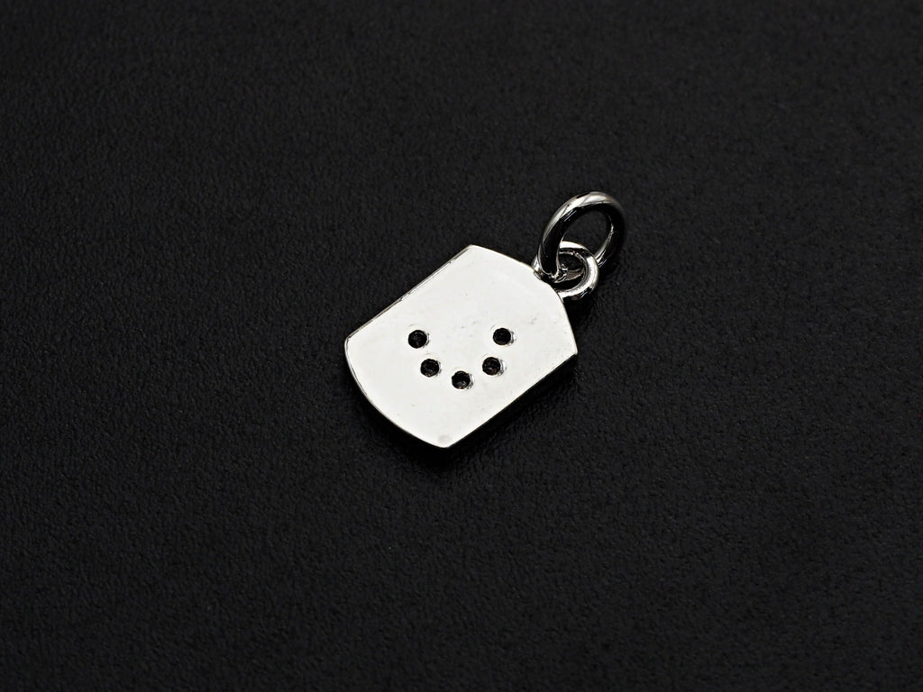 Clear CZ Micro Pave Moon Tag Pendant/Charm, Cresent Moon Cubic Zirconia Pendant, Silver Tone, 8x14mm,Sku#Z799