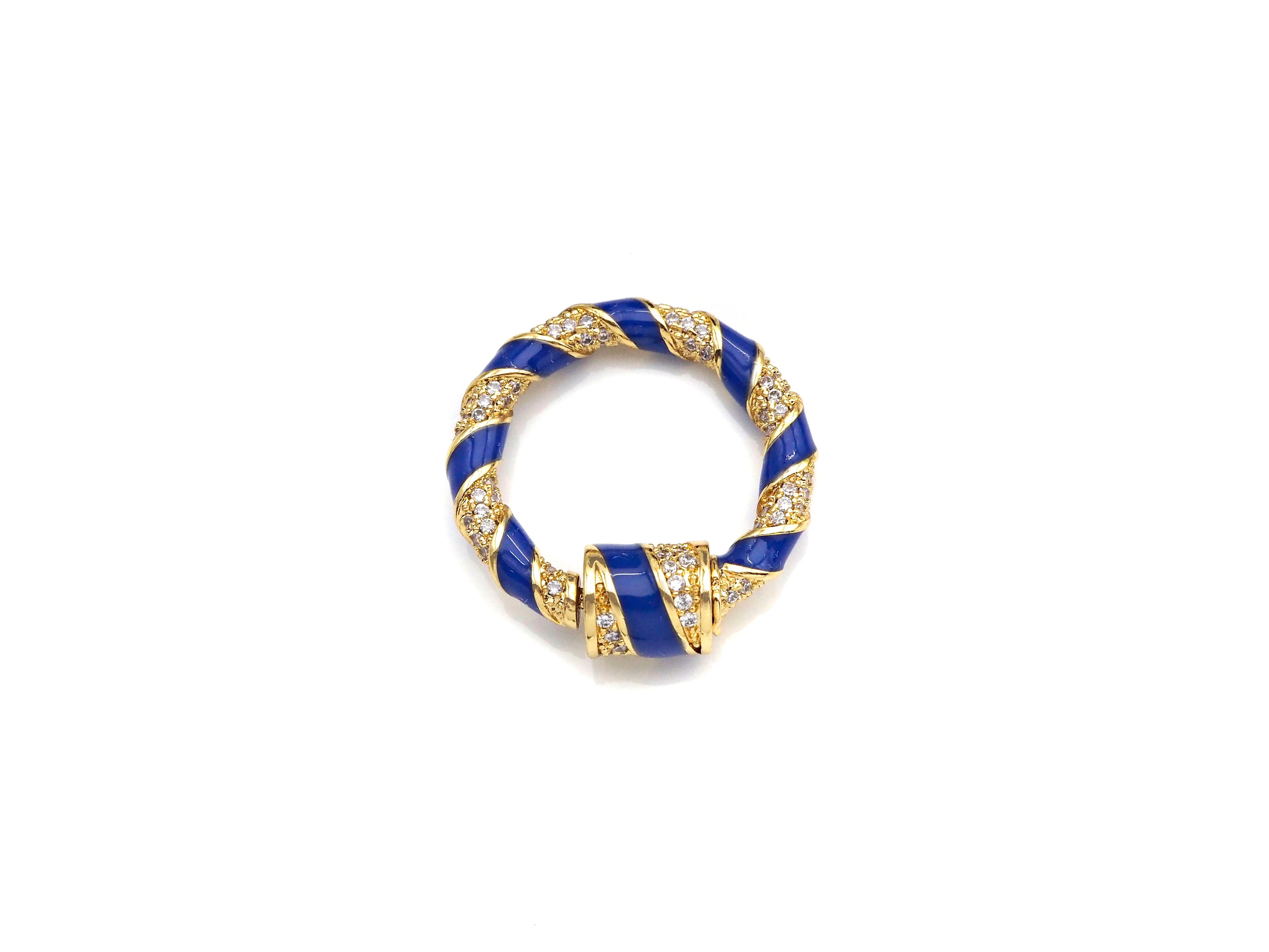 Colorful Enamel Pave Round Ring Shape Clasp, Carabiner Clasp, Ring Connector, Charm Holder, 23.5mm, sku#H265