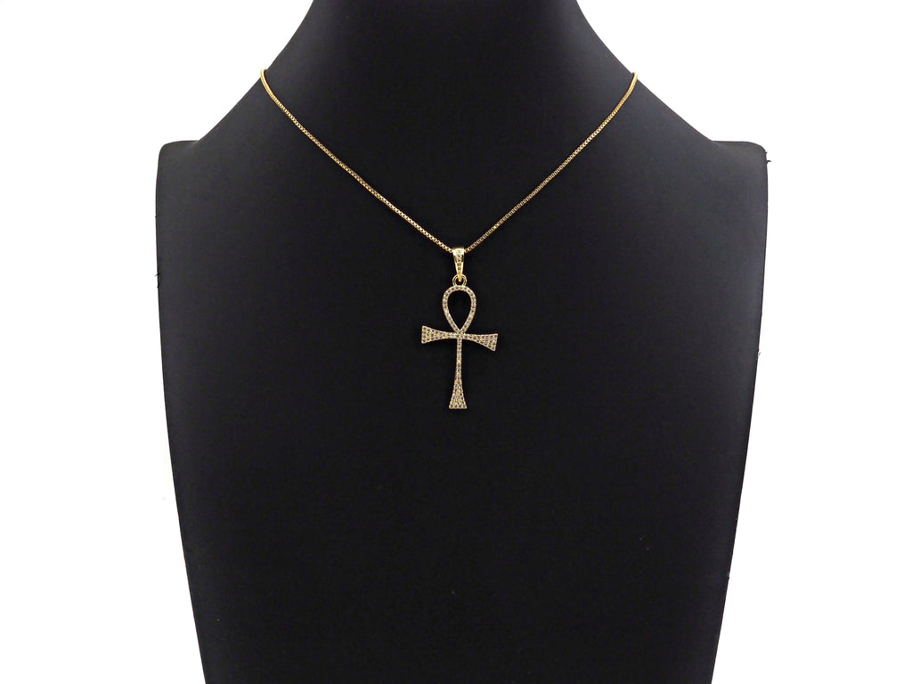 CZ Micro Pave Ankh Cross Shape Pendant, Cubic Zirconia Pave Pendant, Fashion Jewelry Findings, 23x36mm, sku#F1260