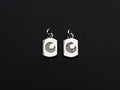 Clear CZ Micro Pave Moon Tag Pendant/Charm, Cresent Moon Cubic Zirconia Pendant, Silver Tone, 8x14mm,Sku#Z799