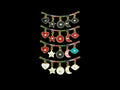 CZ Micro Pave Enamel Curved Bar with Dangle Heart Star Moon Pendant/Charm,SKU#F1133C
