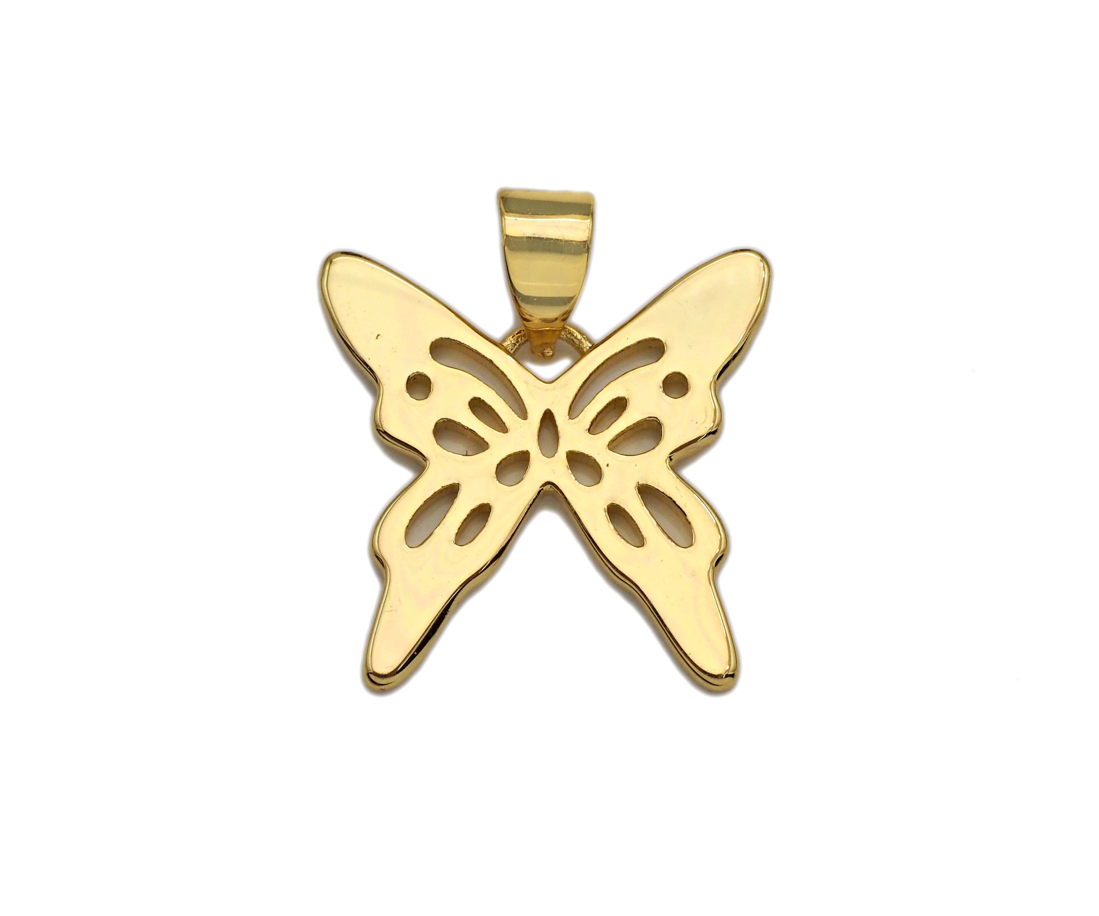 18K Gold Silver Butterfly Charms, Dainty Charms, Butterfly Pendant, Butterfly Necklace Charms, 17mm, Sku#F1298