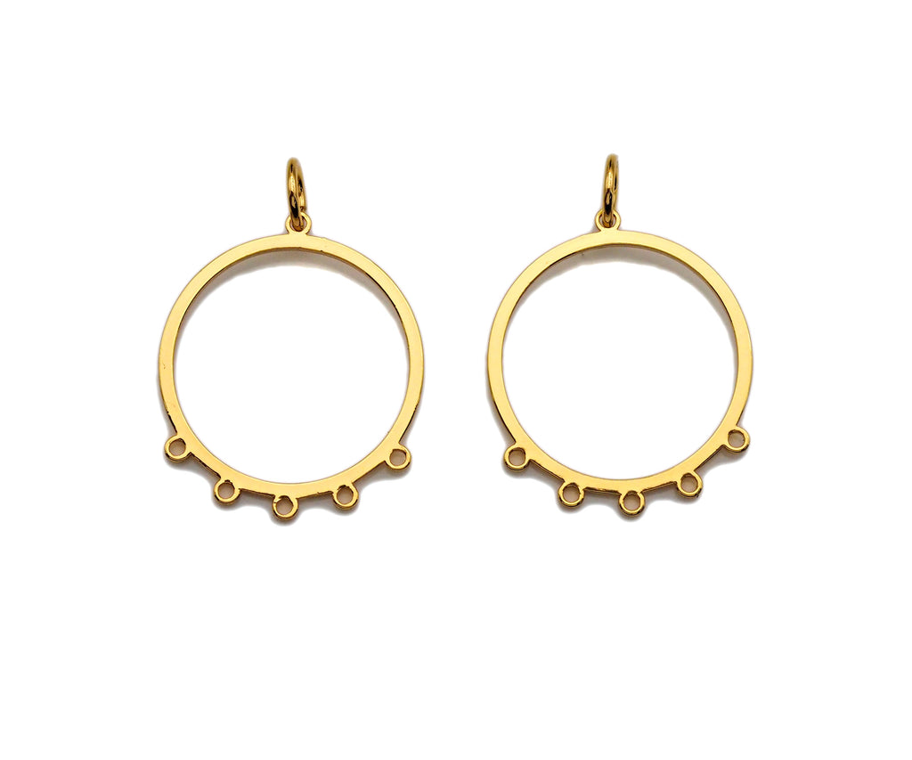 18K Gold Round Ring Shaped Pendant/Charm, Gold Ring Cubic Zirconia Pendant Charm,Earring Necklace Bracelet making findings, 18x21mm,sku#Y320