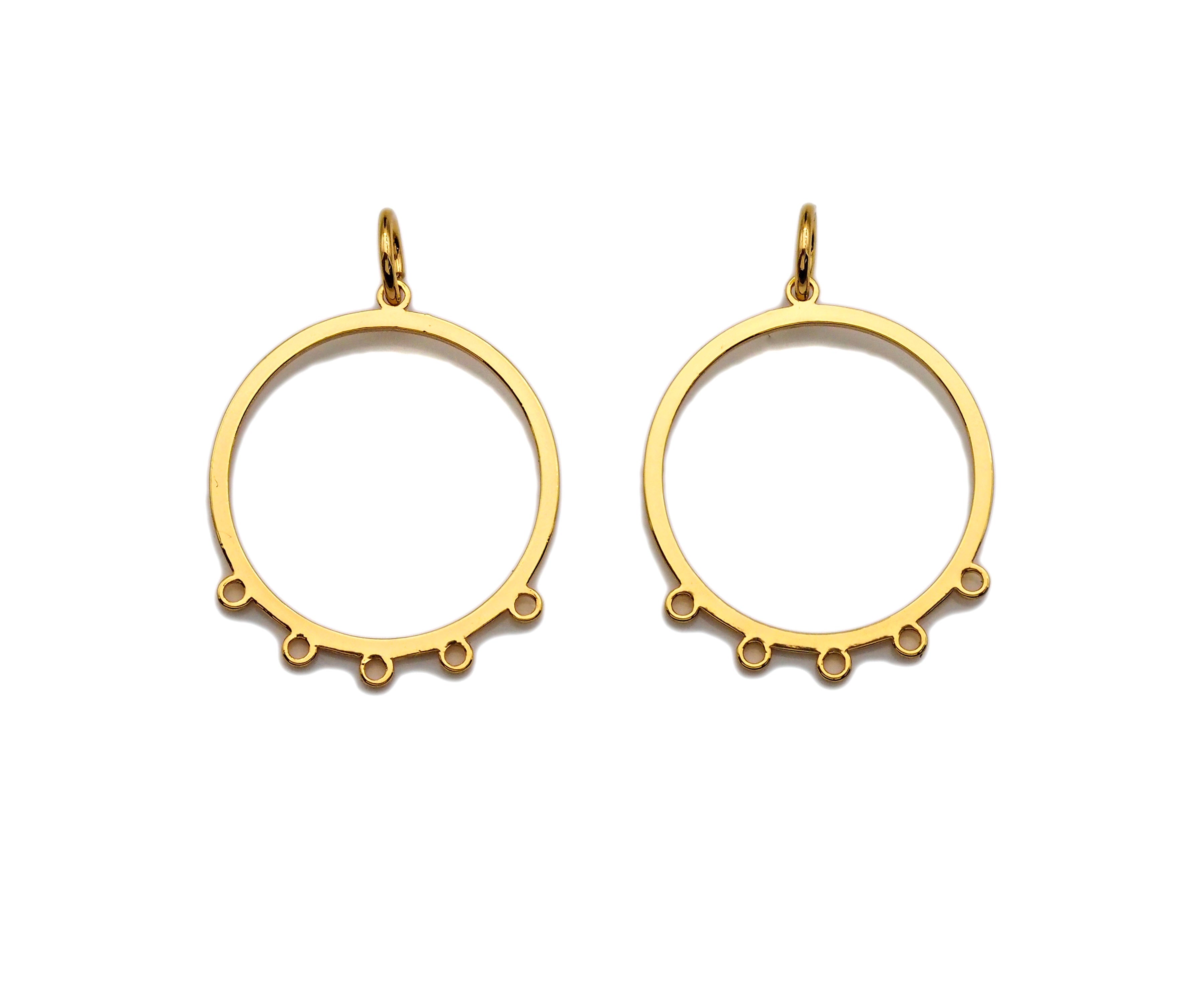 18K Gold Round Ring Shaped Pendant/Charm, Gold Ring Cubic Zirconia Pendant Charm,Earring Necklace Bracelet making findings, 18x21mm,sku#Y320