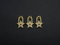 CZ Micro Pave Five Star Lock Pendant Charm, Cubic Zirconia Star Pendant, Gold Tone pendant, 11x16mm, sku#F1104