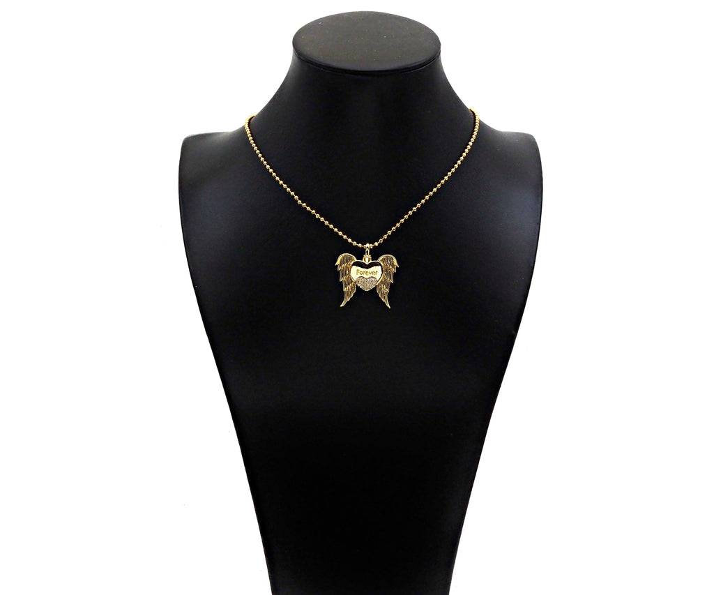 CZ Micro Pave Forever Word On Heart With Wings Shape Pendant, 18K Gold Filled Heart Charm, Necklace Bracelet Charm Pendant,30x31mm,Sku#LD130