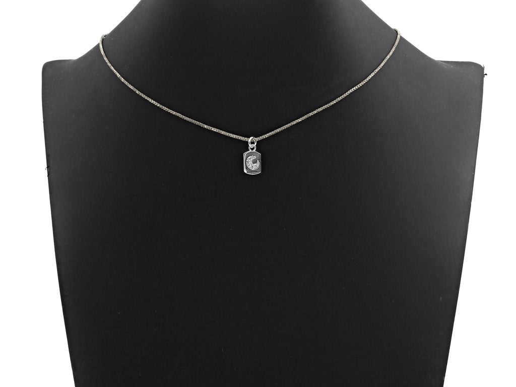 Clear CZ Micro Pave Moon Tag Pendant/Charm, Cresent Moon Cubic Zirconia Pendant, Silver Tone, 8x14mm,Sku#Z799