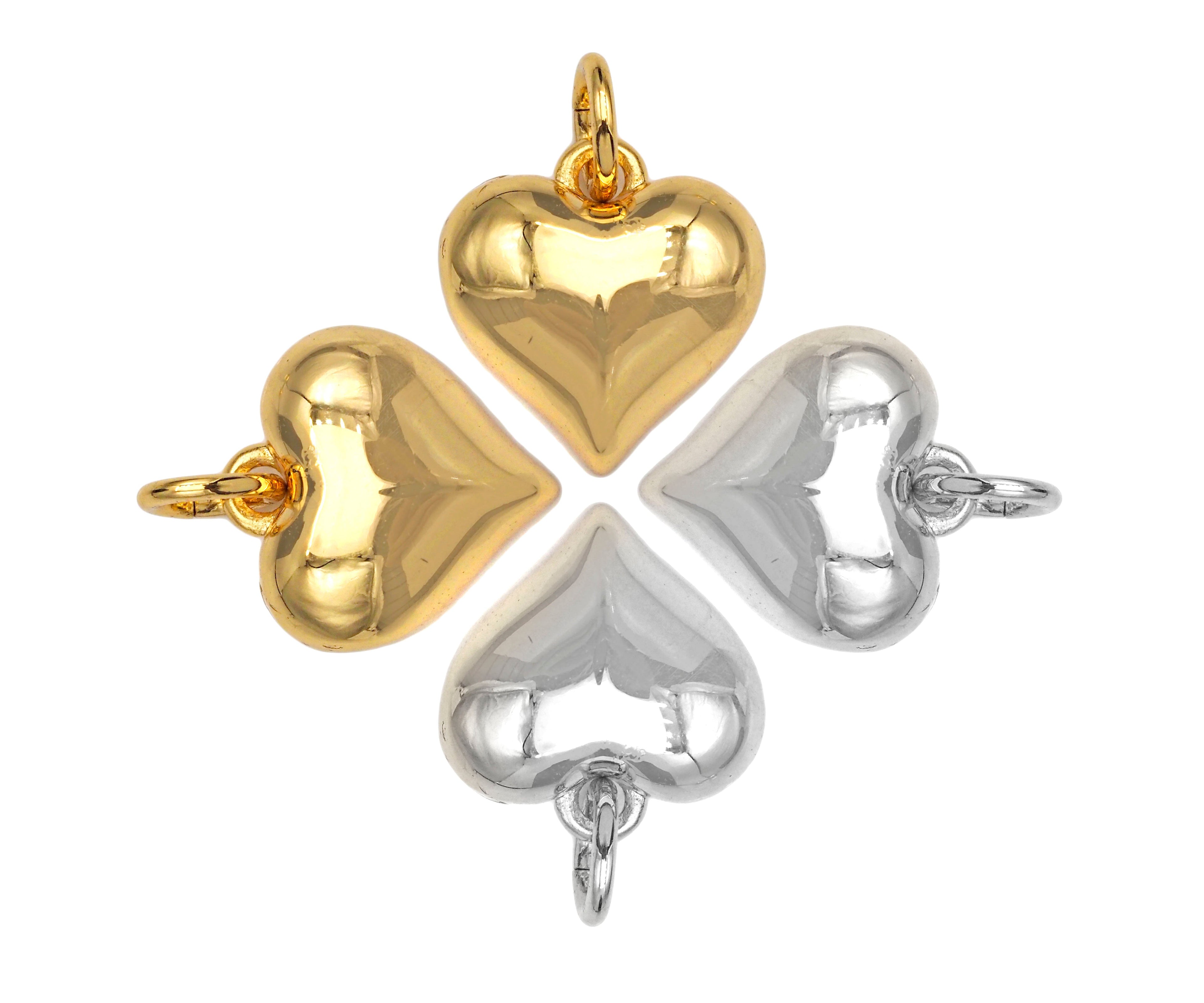 Gold silver Puffy Heart charm, sku#L377