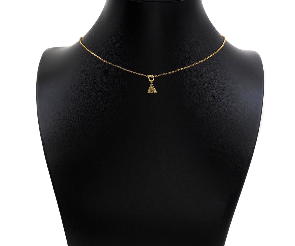 CZ Micro Pave Dainty Gold Triangle Charms, Dainty Pyramid Charms,  Sku#F1343C