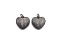 Rhodium CZ Micro Pave Heart Shape Pendant, Antique Silver Tone, Cubic Zirconia Pave Heart Pendant, 15mm,sku#X127