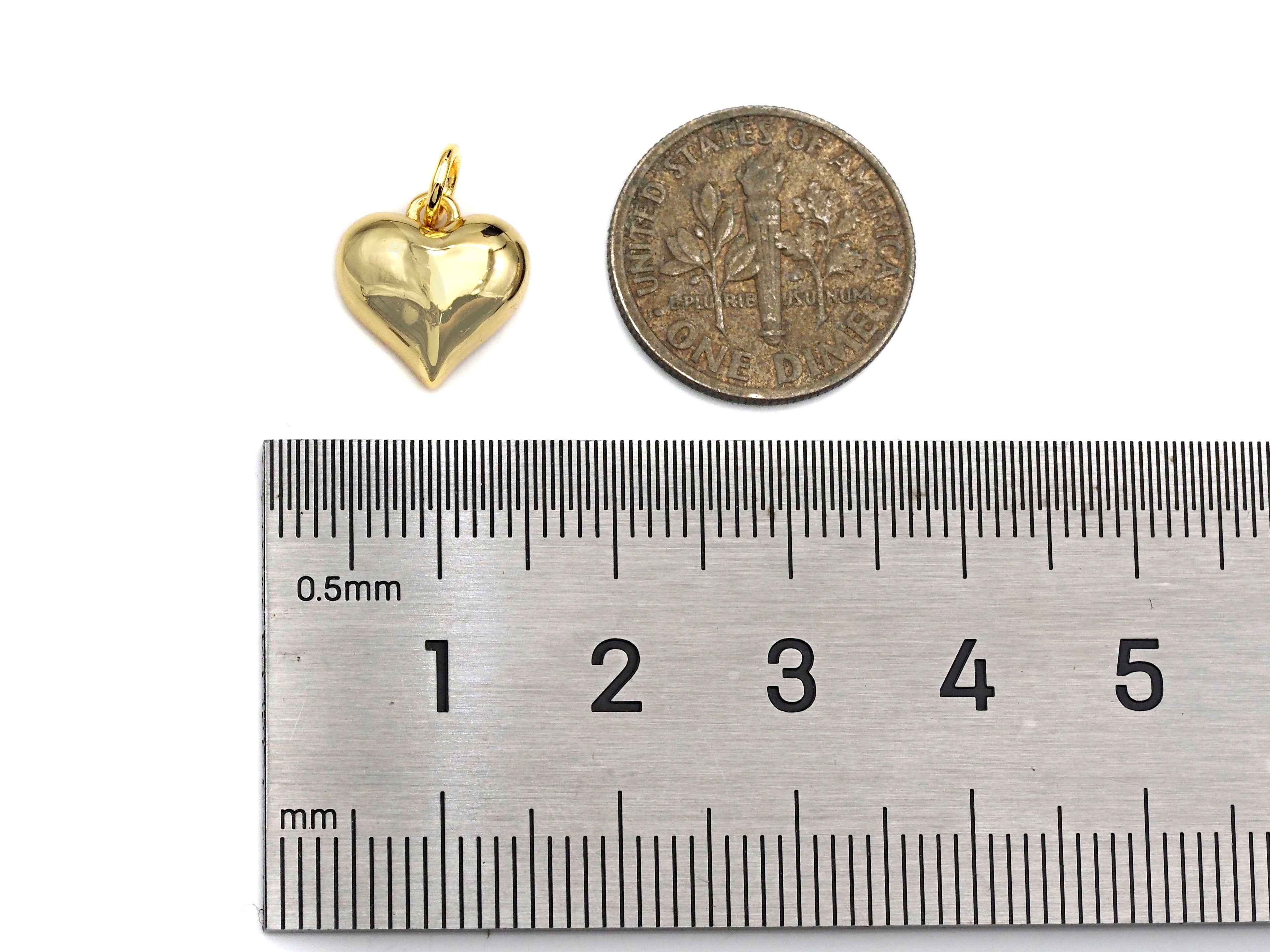 Gold silver Puffy Heart charm, sku#L377