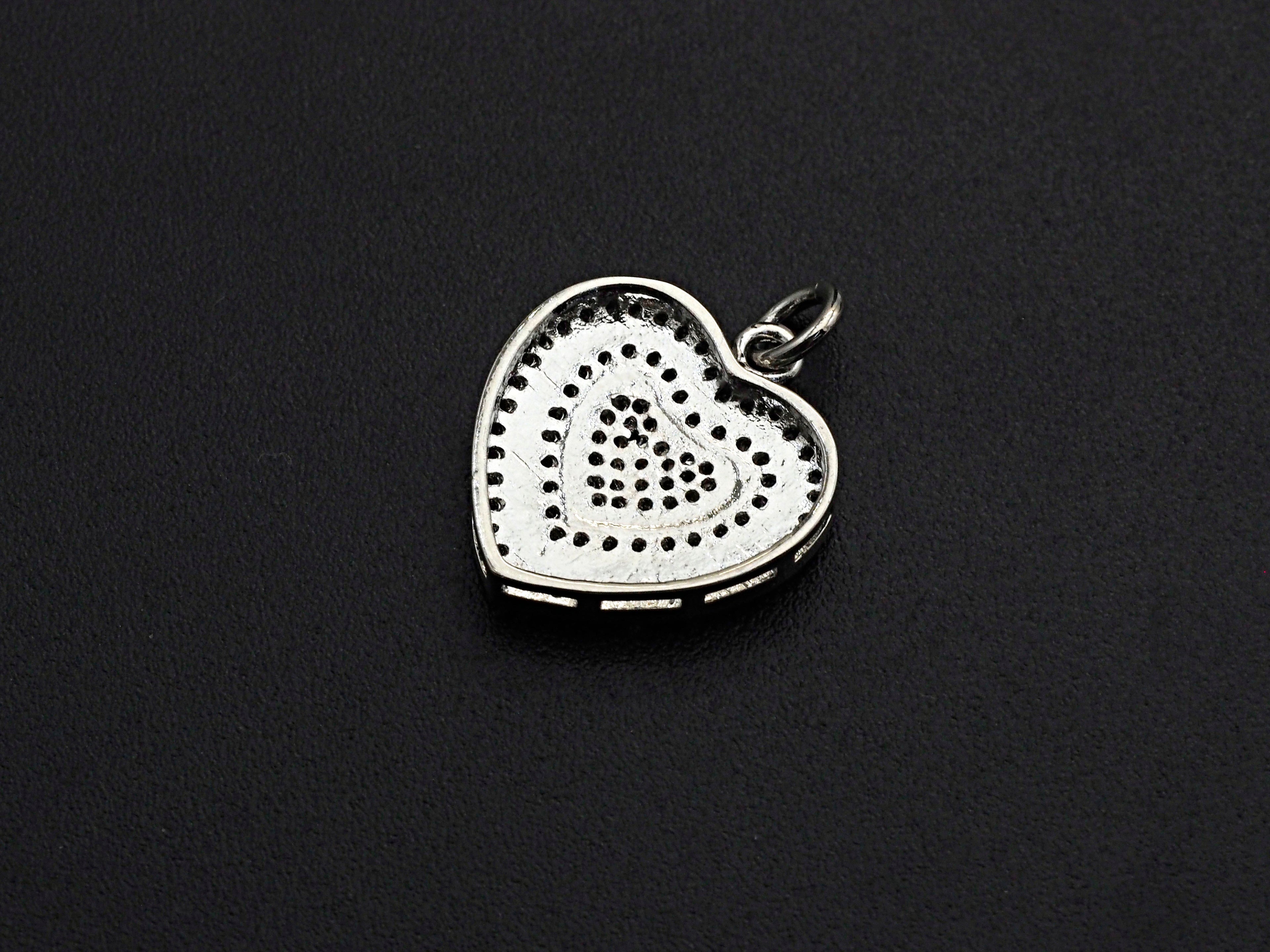 CZ Micro Pave Circled Heart Shaped Pendant/Charm, Heart Cubic Zirconia Pendant Charm, 15x22mm,sku#FH21