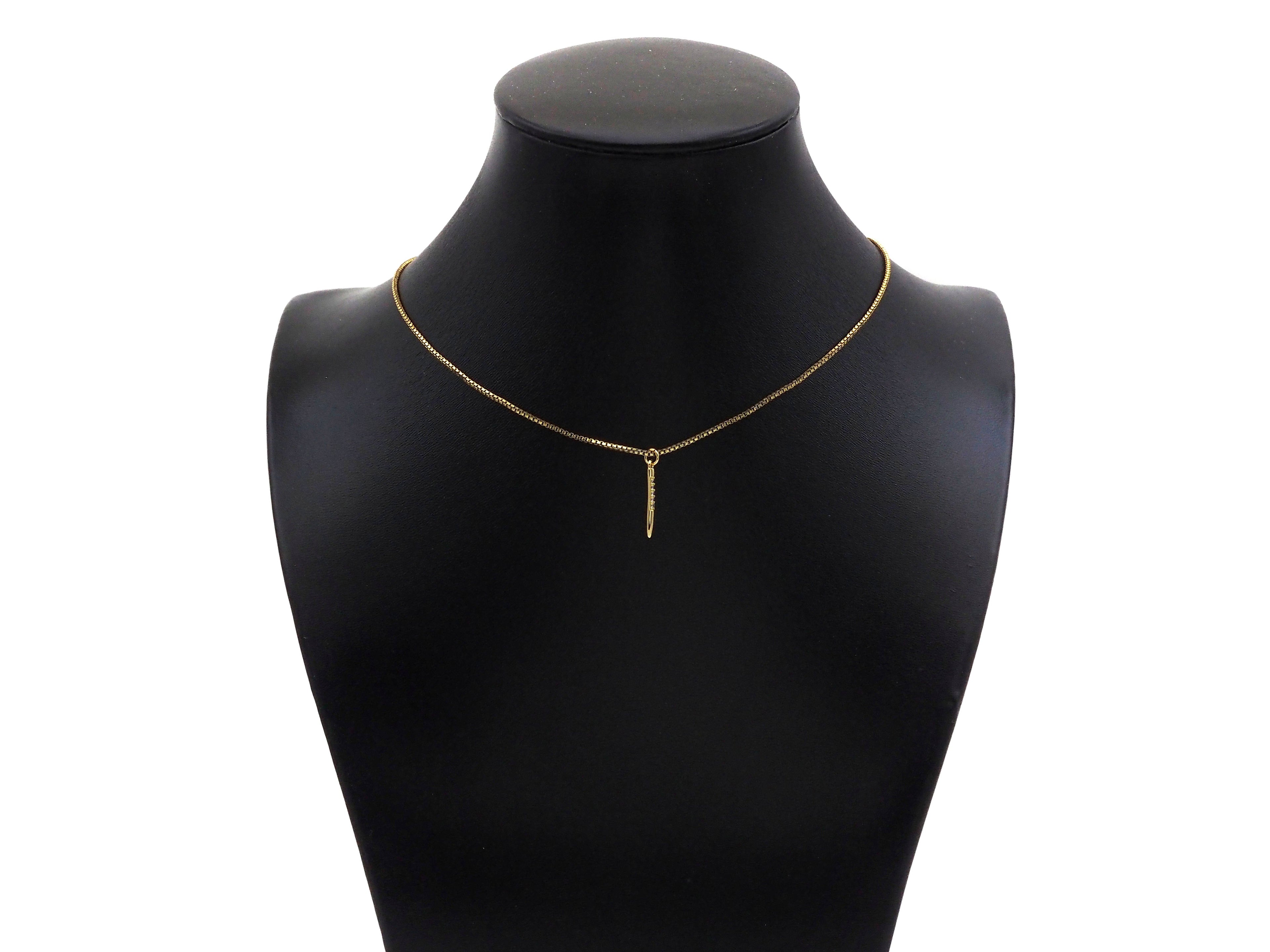 CZ Micro Pave Needle Shape Pendant, 18K Gold Charm, Necklace Bracelet Charm Pendant,2x18mm,Sku#FH161