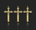 Gold Filled CZ Micro Pave Cross Sword Shape Pendant, 18K Gold Filled Cross Charm, Necklace Bracelet Charm Pendant, 40x21mm,Sku#Y459