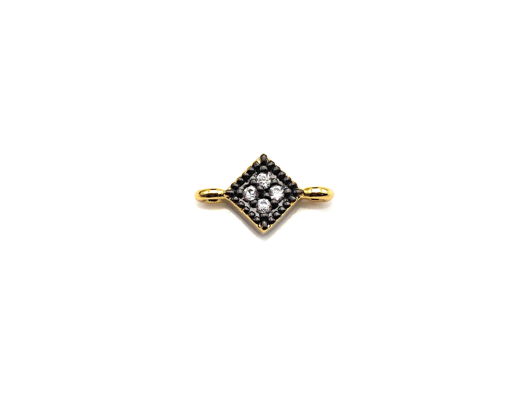 CZ Micro Pave Diamond Shape Connector Charm, CZ Pave Connector, 7x11mm, sku#Z780