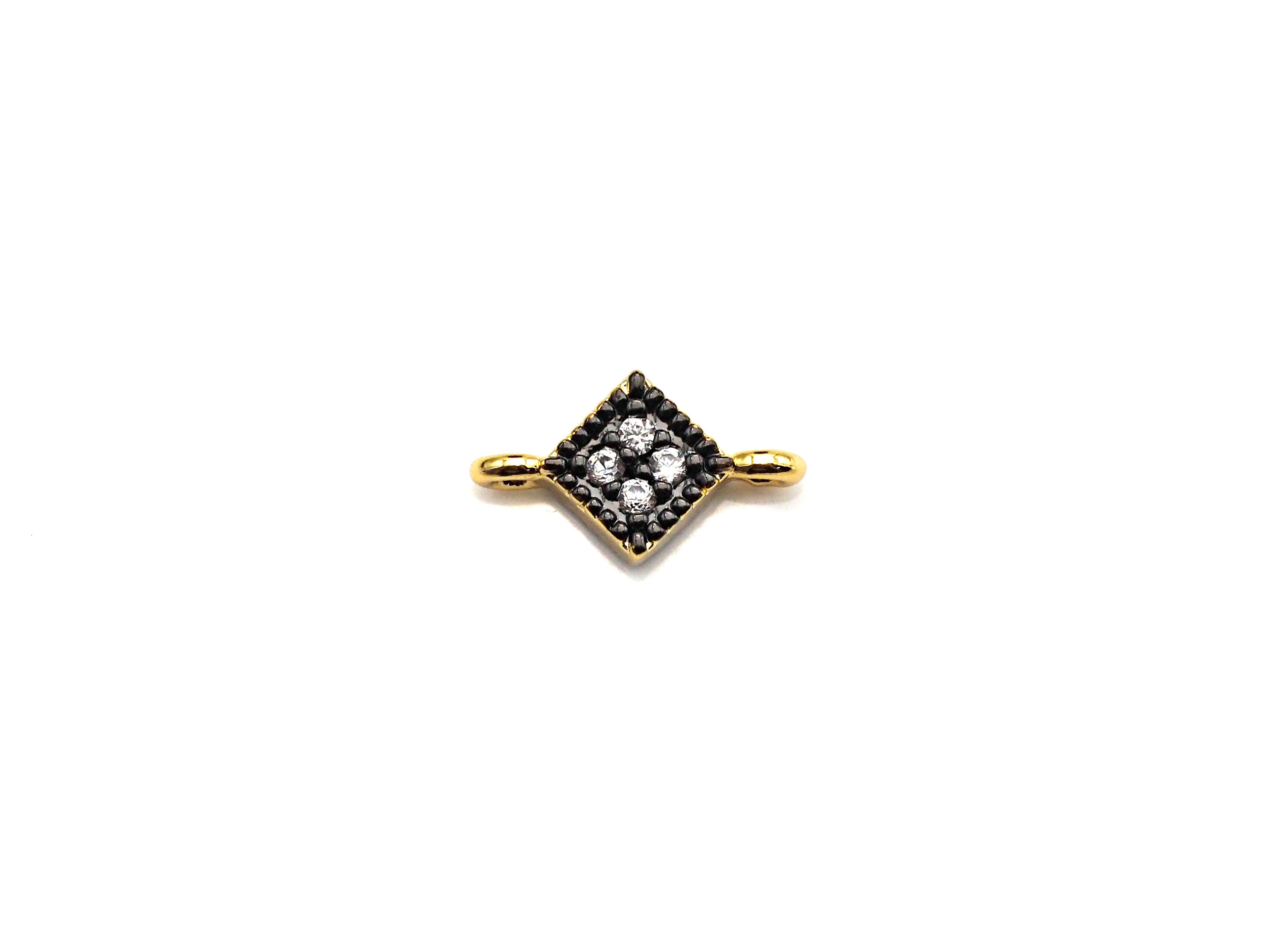 CZ Micro Pave Diamond Shape Connector Charm, CZ Pave Connector, 7x11mm, sku#Z780