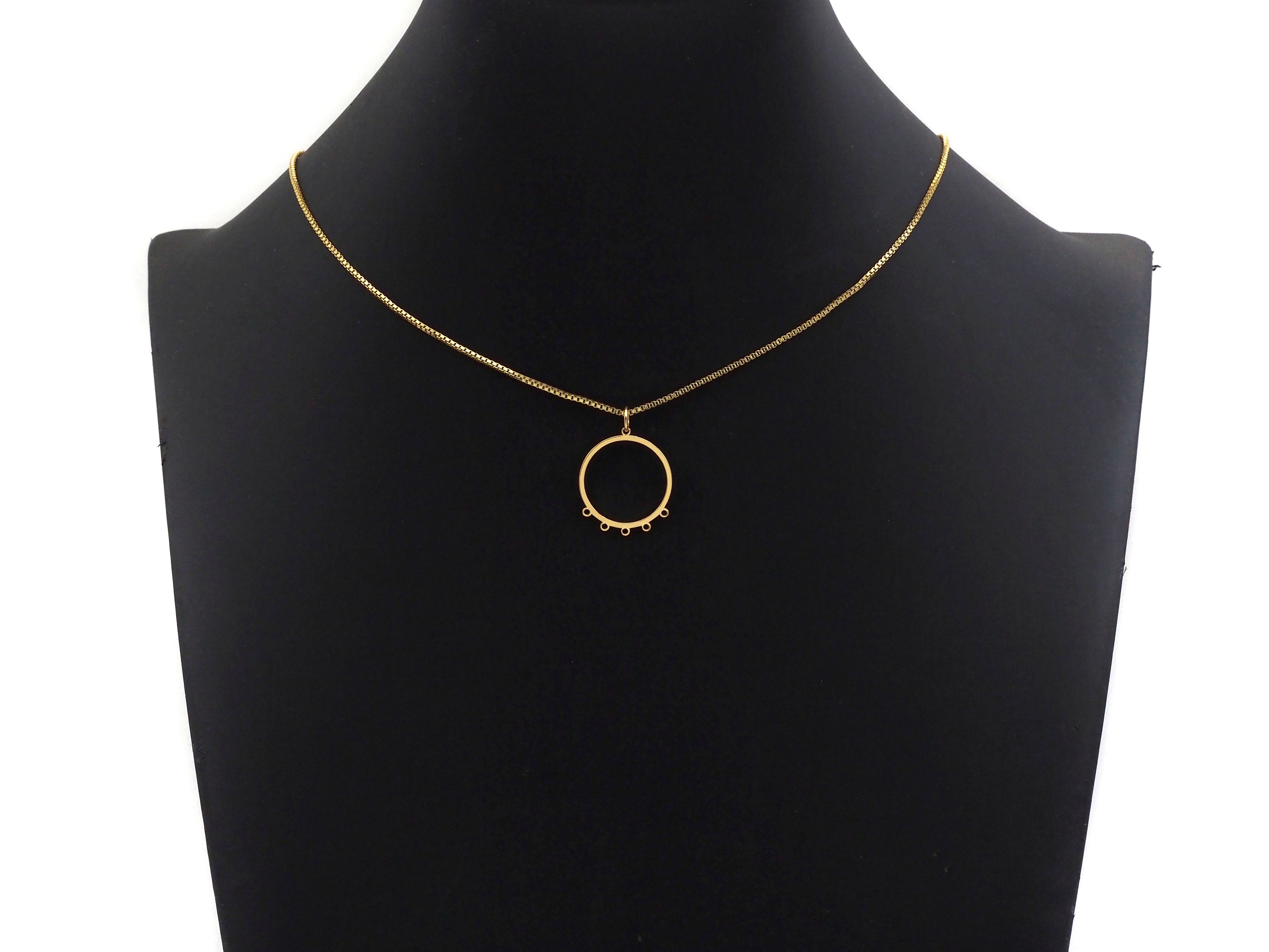 18K Gold Round Ring Shaped Pendant/Charm, Gold Ring Cubic Zirconia Pendant Charm,Earring Necklace Bracelet making findings, 18x21mm,sku#Y320