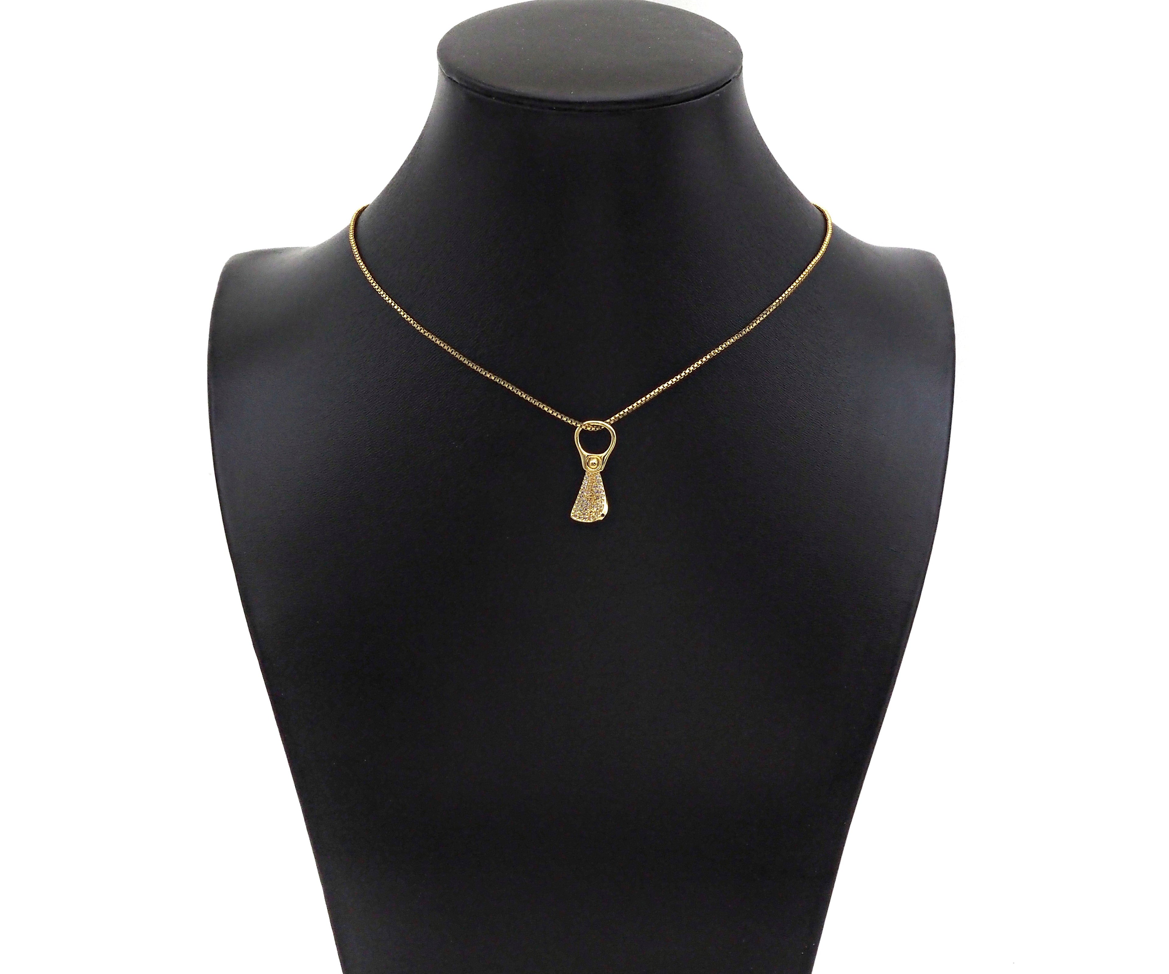 CZ Micro Pave Zip-top Can Shape Pendant/Charm,Cubic Zirconia Dainty Gold Charm, Necklace Bracelet Charm Pendant,9x23mm, Sku#F1386