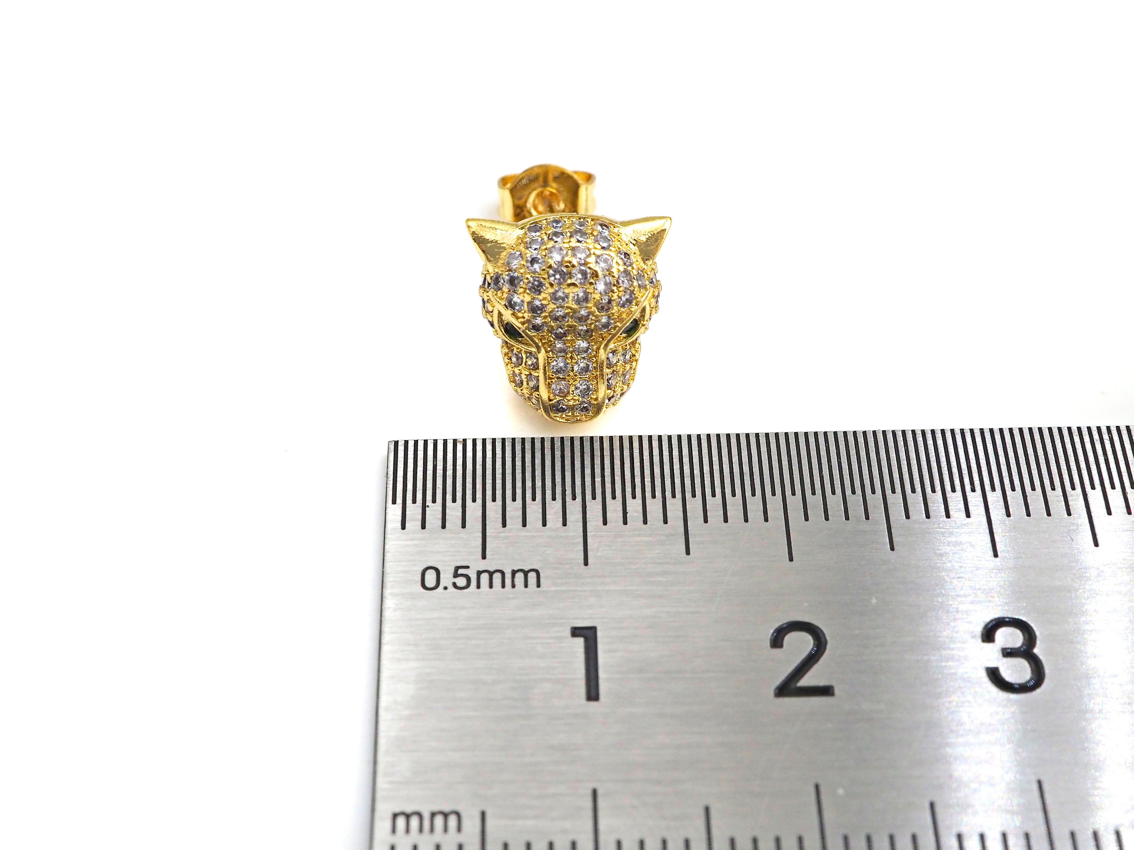 CZ Micro Pave Leopard earrings, Leopard stud earrings, Panther gold earrings, trendy earrings, 11mm, sku#J282