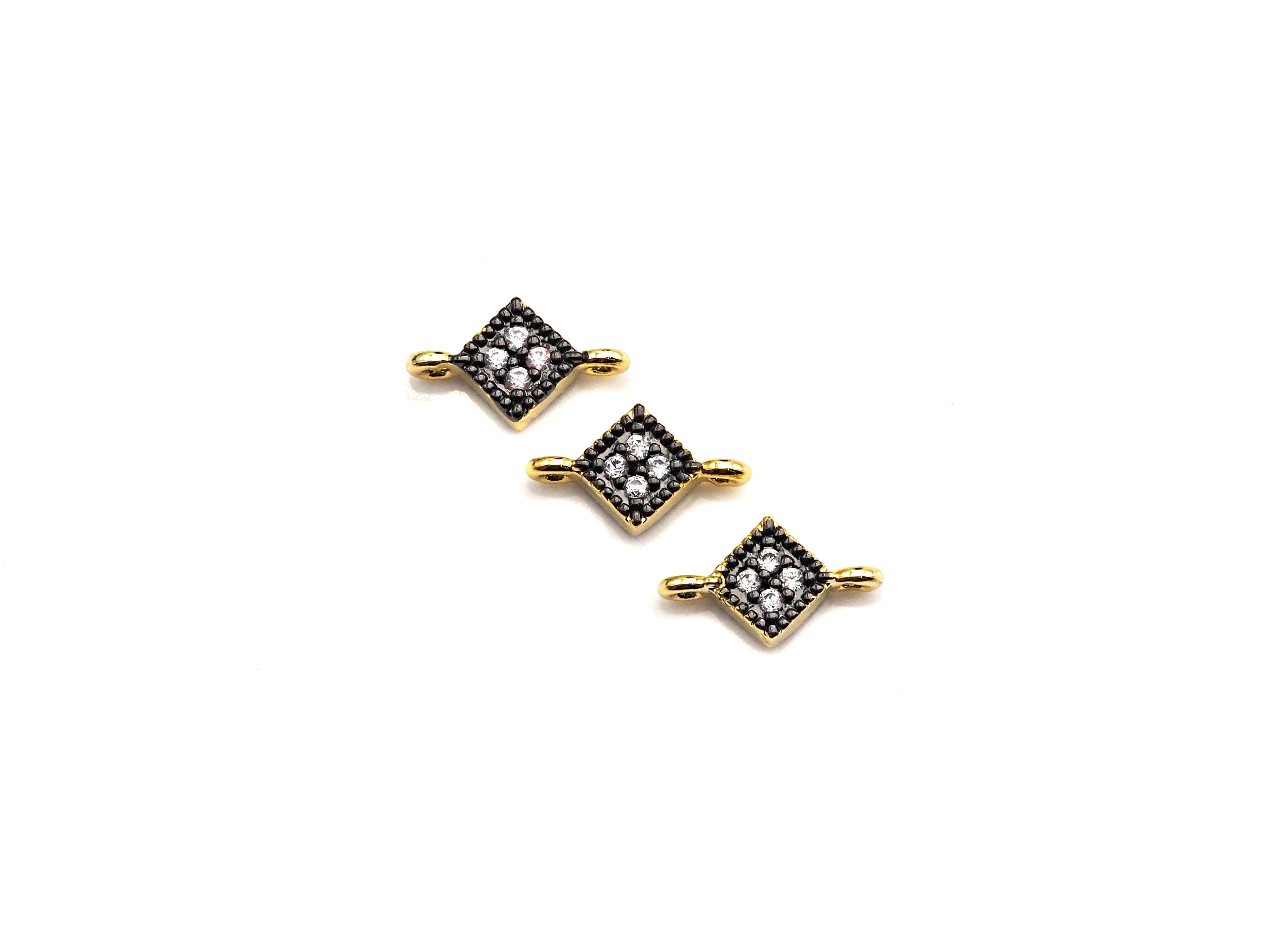 CZ Micro Pave Diamond Shape Connector Charm, CZ Pave Connector, 7x11mm, sku#Z780