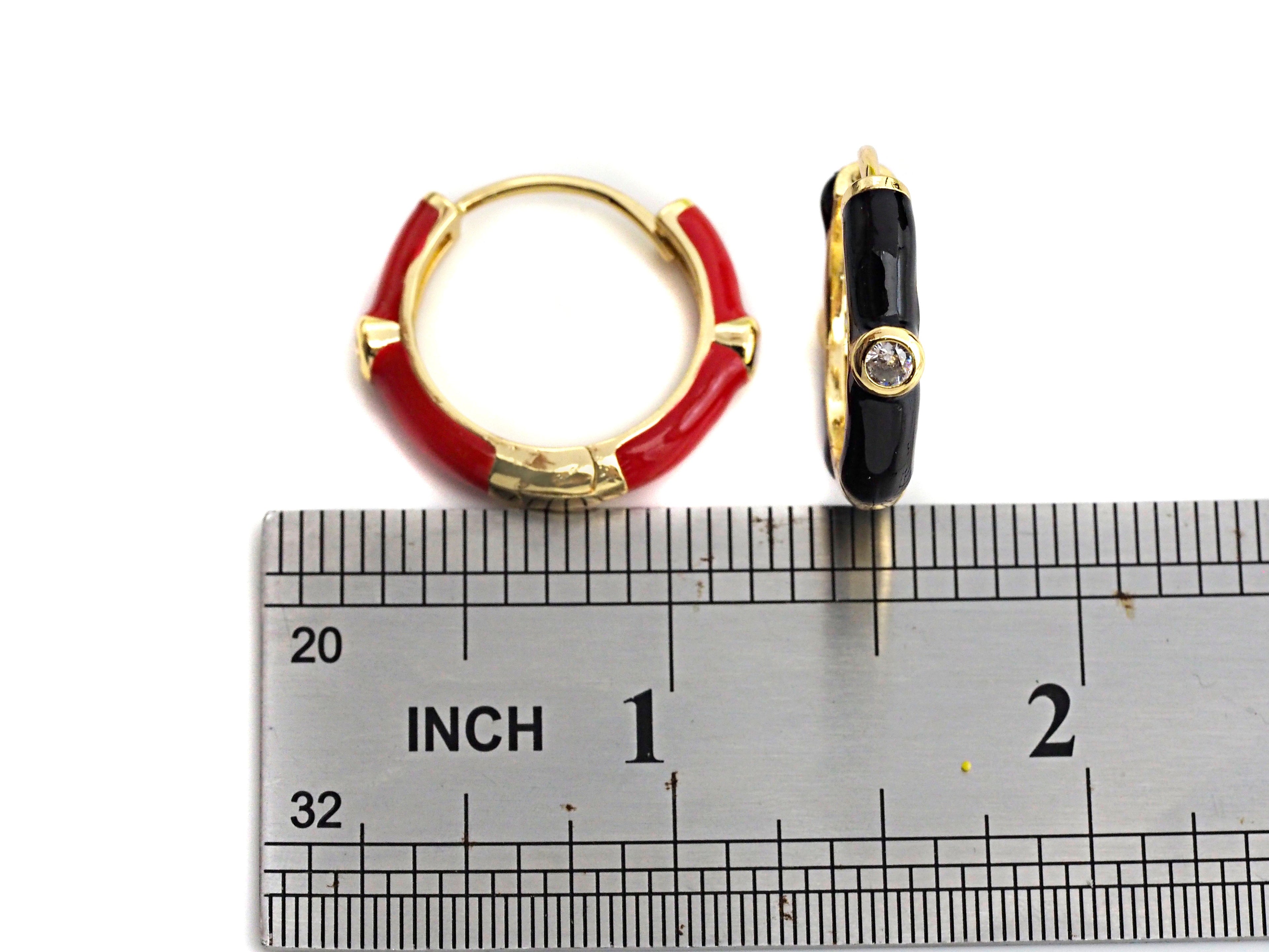 Colorful Enamel Round Latch Back Earrings, Sku#J158