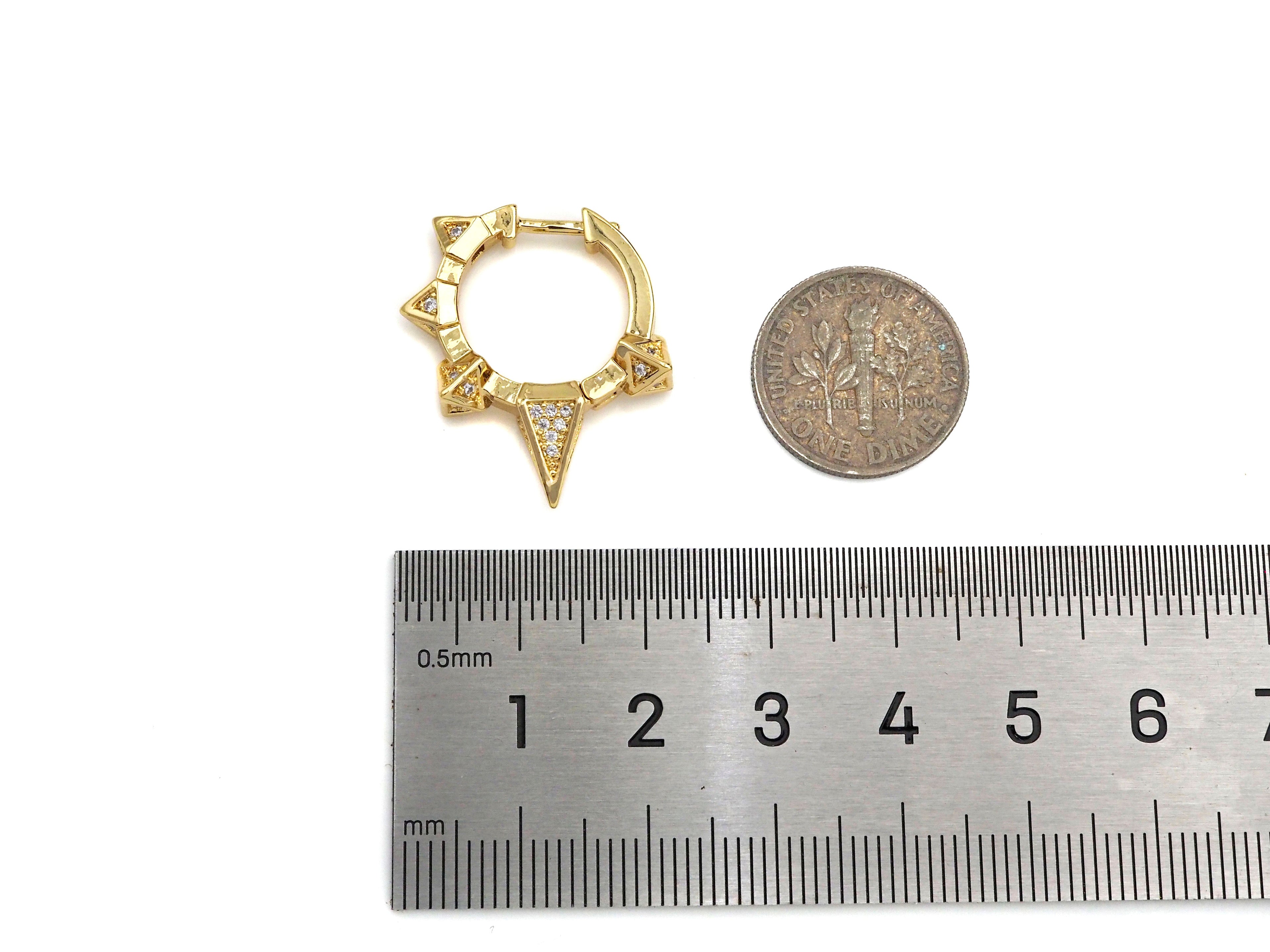 CZ Spike Huggie Earrings, Sku#J306