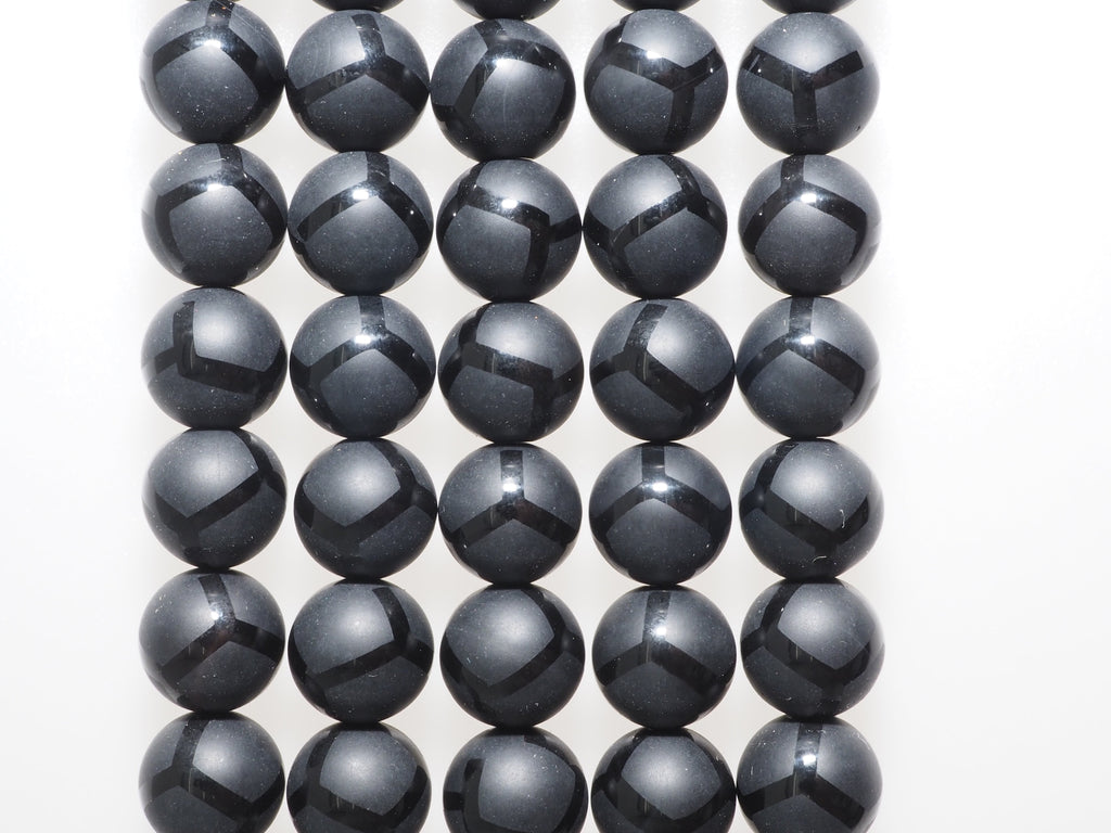 Black Onyx Matte Round Smooth with Football line Beads, 6mm/8mm/10mm/12mm Round Matte onyx, Patterned Onyx, 15.5inch strand, SKU#V16