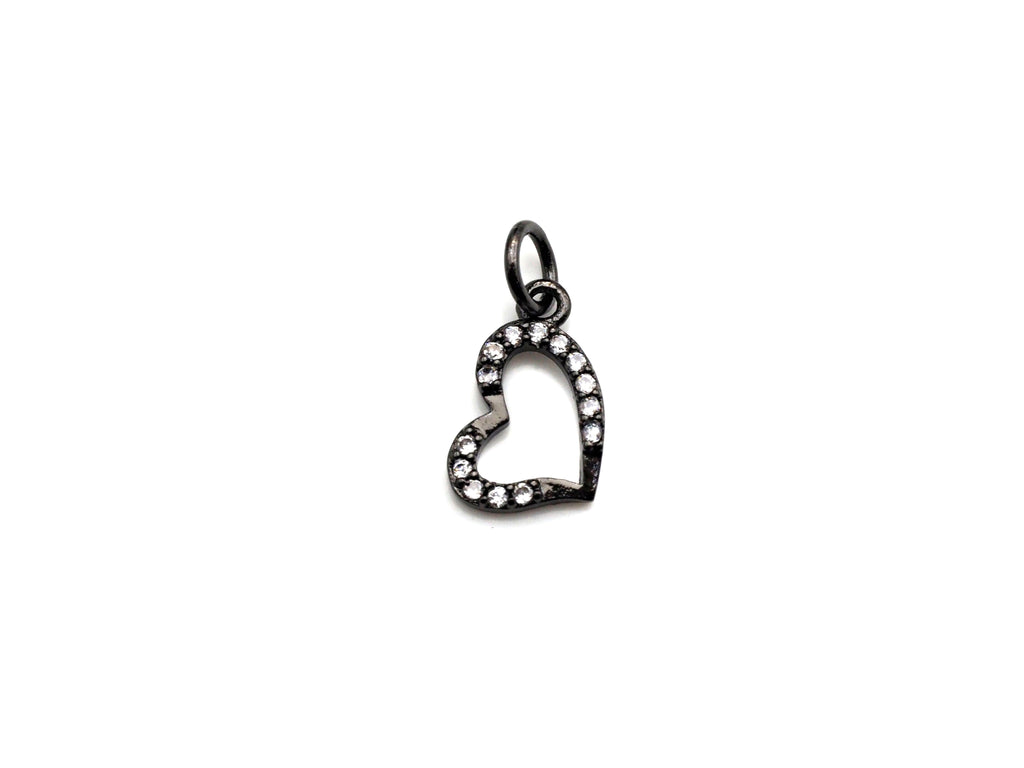 CZ Micro Pave Hollow out Heart Shape Pendant, Cubic Zirconia Pave Pendant, Fashion Jewelry Findings, 9x12mm, sku#Z830