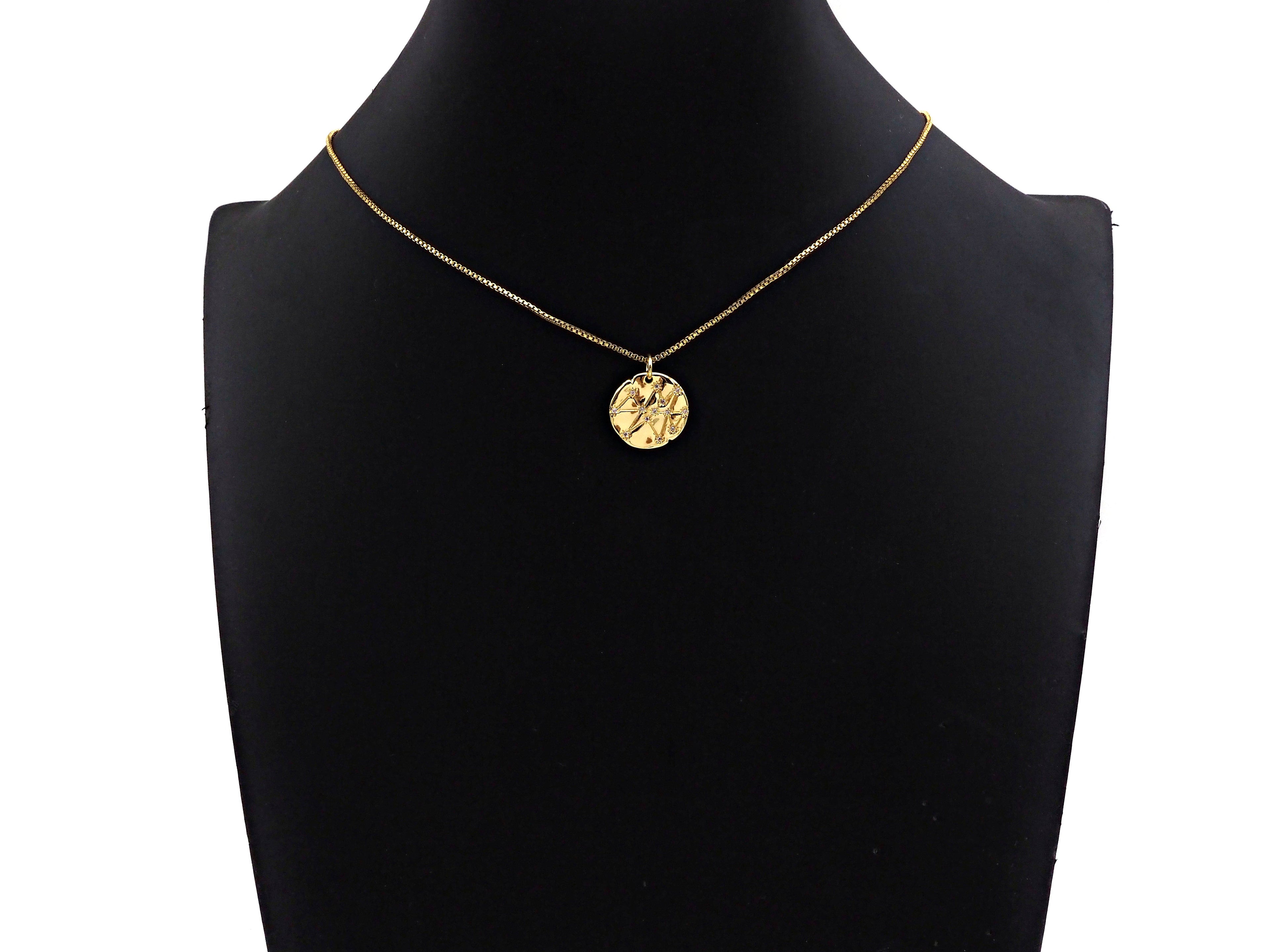 Pave Multi Stars Hammered Coin Pendant/Charm, Sku#L403