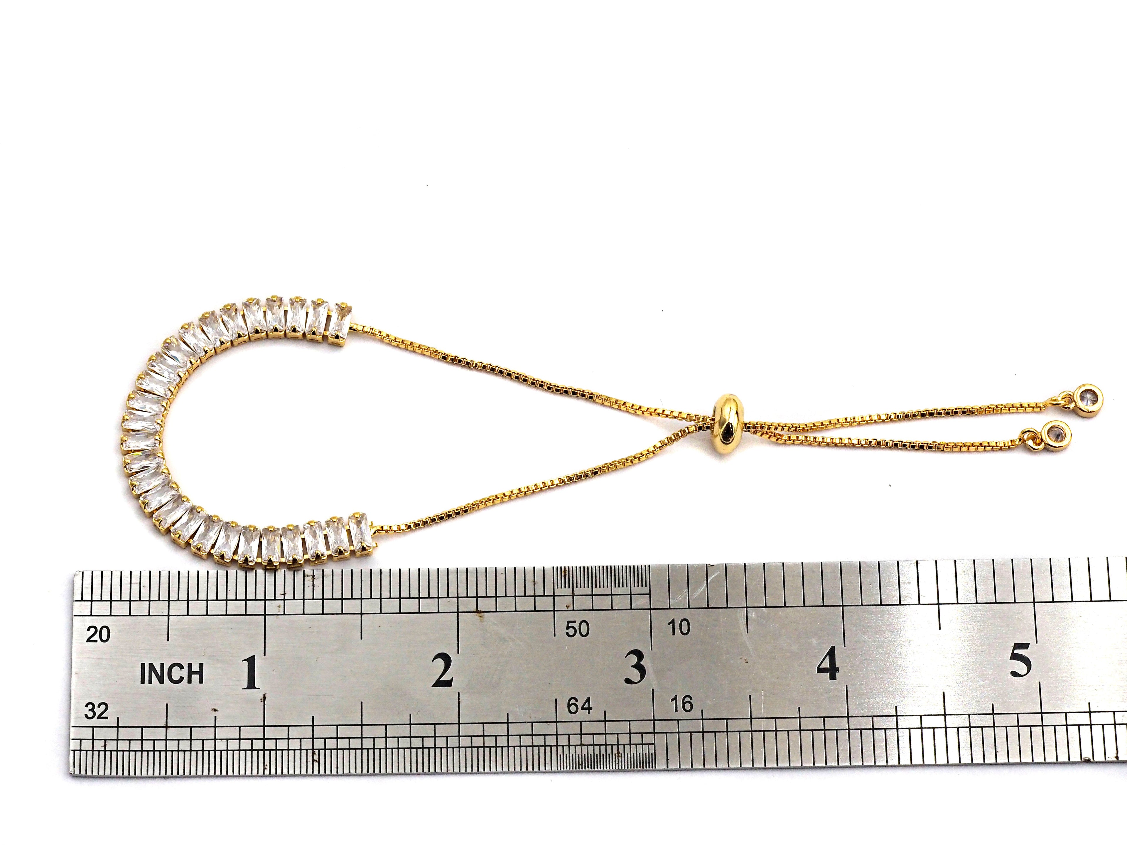 Baguette CZ Sliding adjustable bracelet SKU#Z679